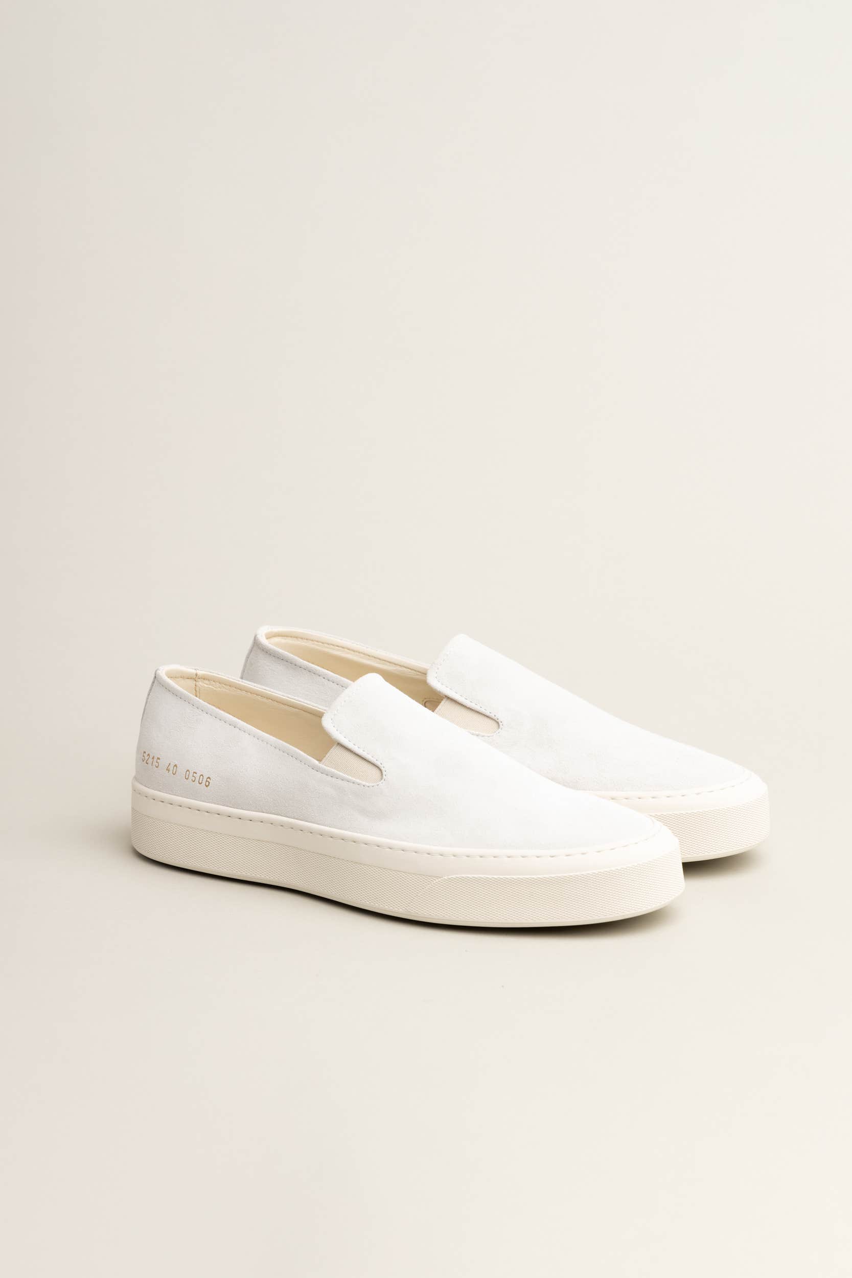 White Suede Slip-On Sneakers