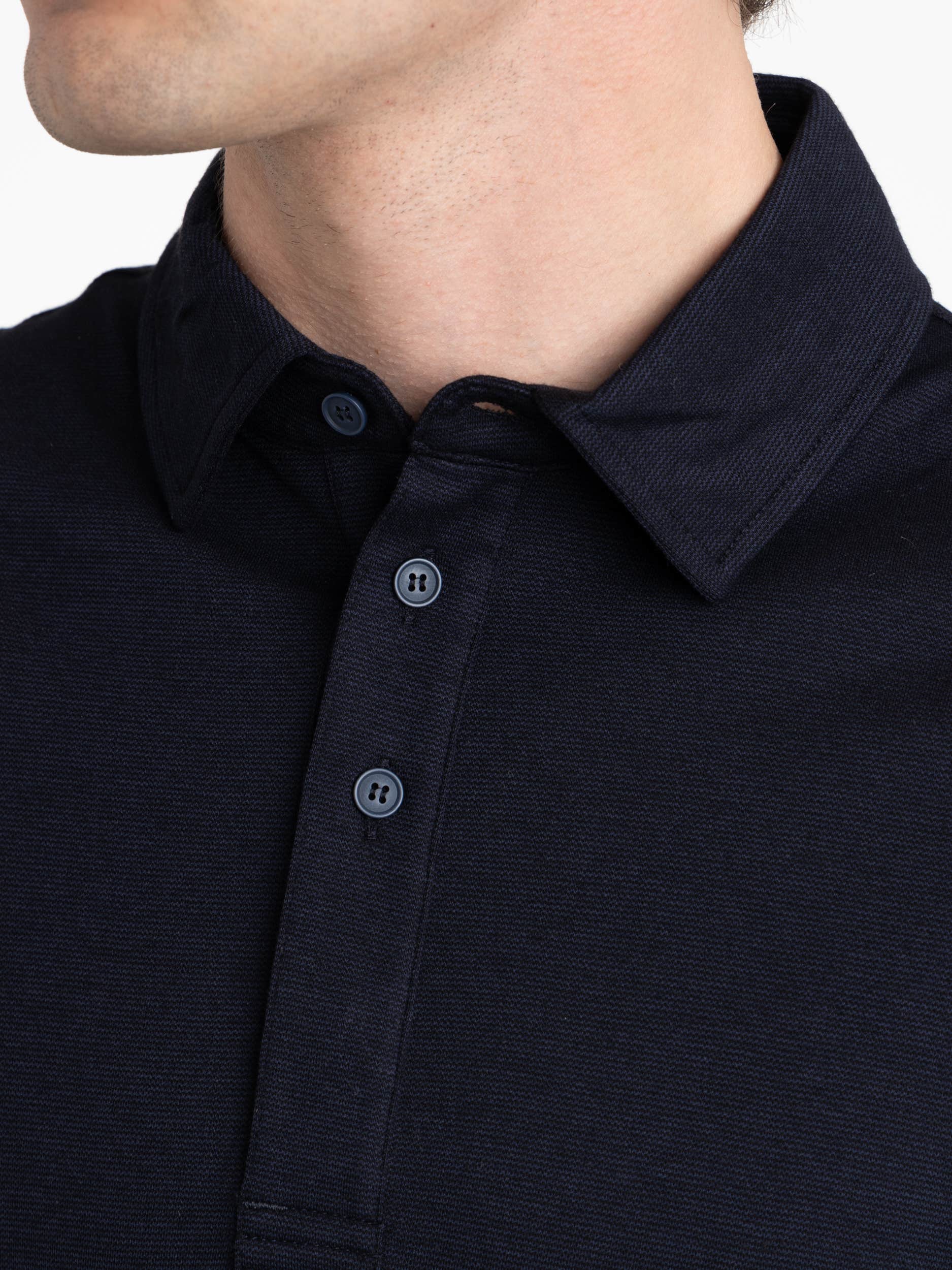 Navy Cotton Tencel Polo Shirt