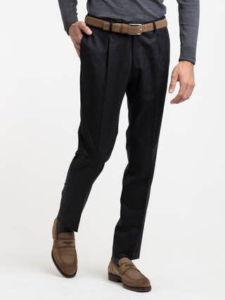 Luigi Bianchi Black Wool Dress Pants