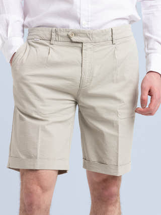 04651 / A trip in a bag Sand Green Seersucker Bermudas