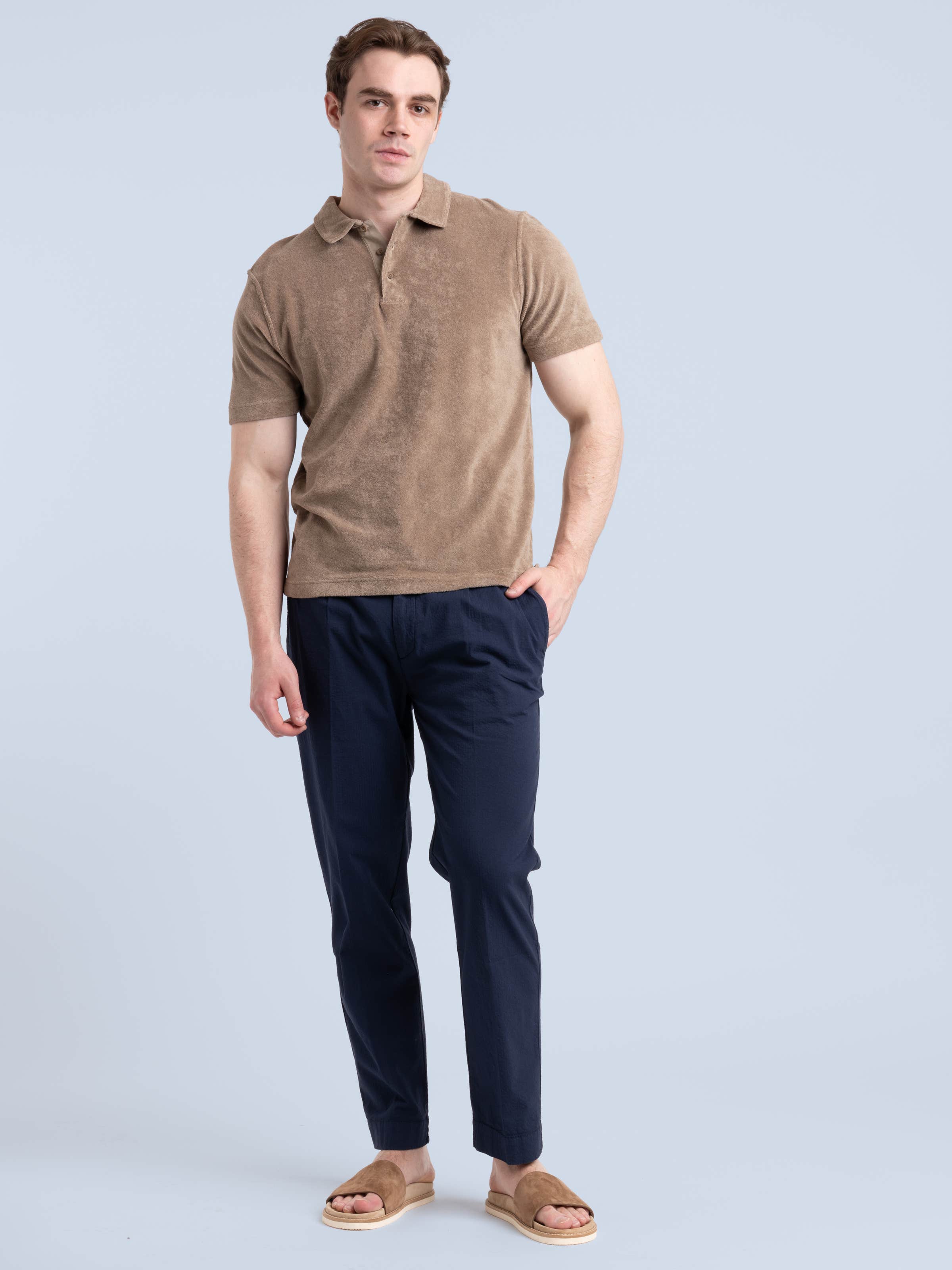 Taupe Brown Terry Polo Shirt