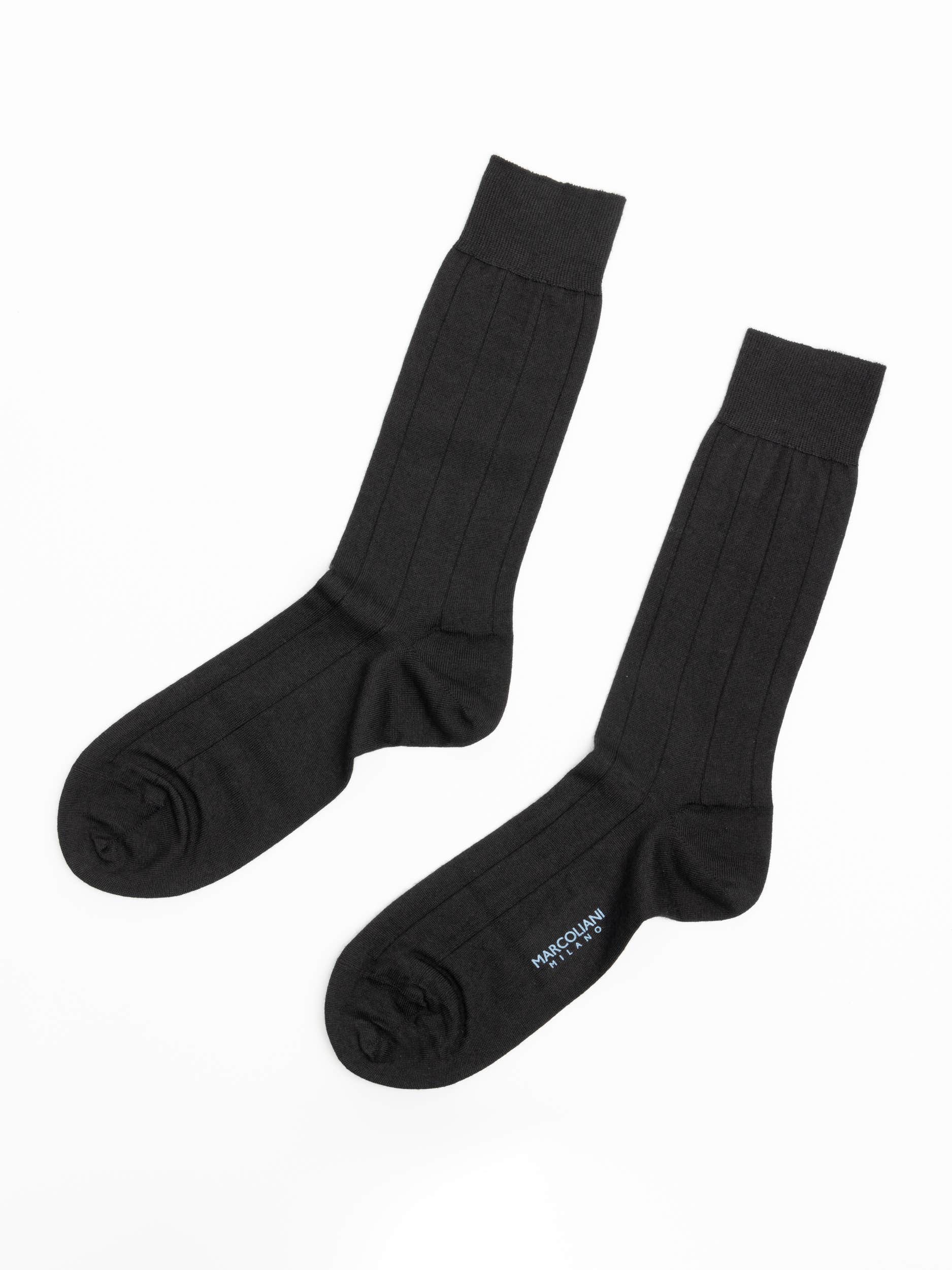 Black Cashmere Ribbed Dress Socks