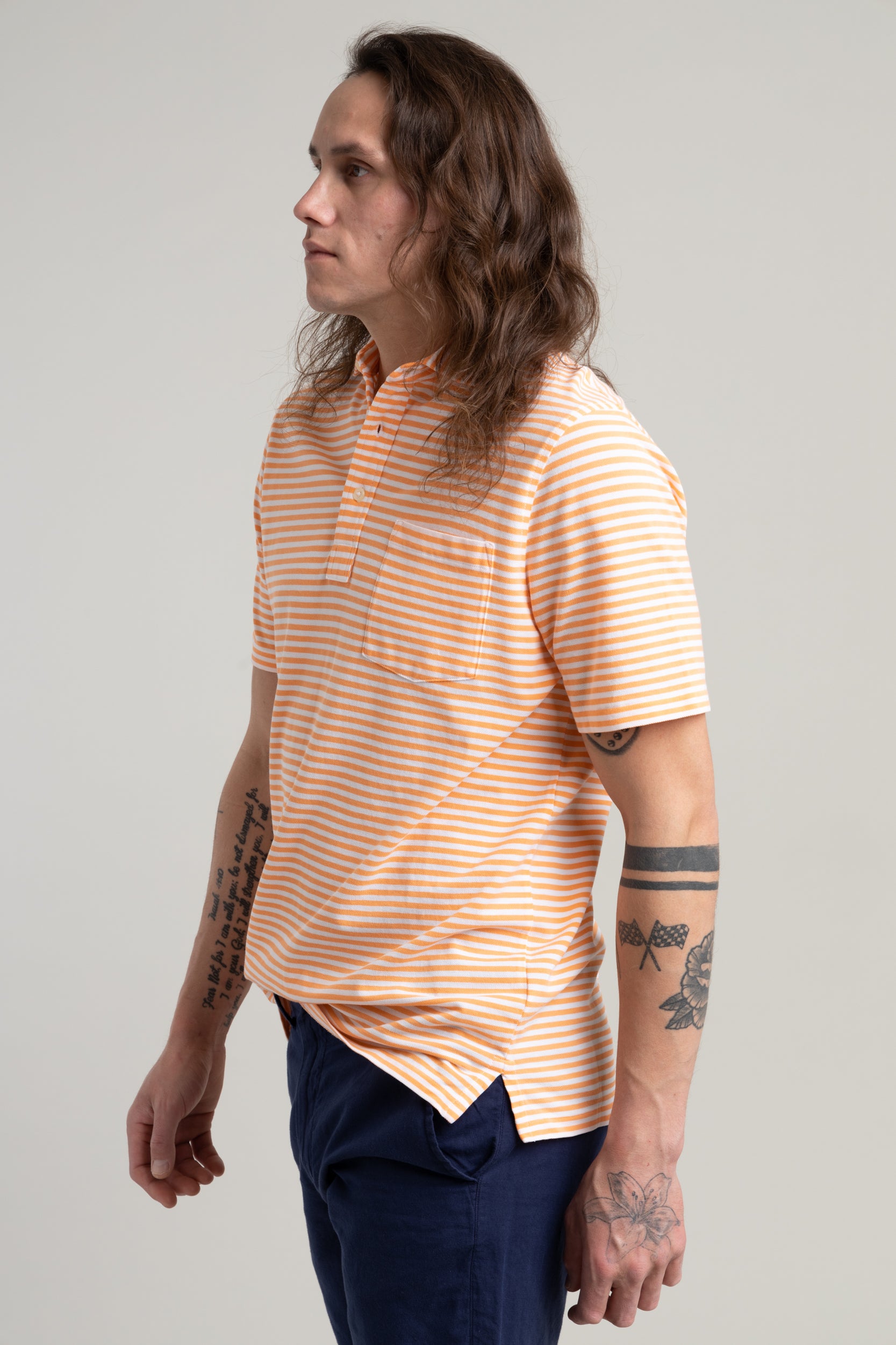 Striped pique outlet polo