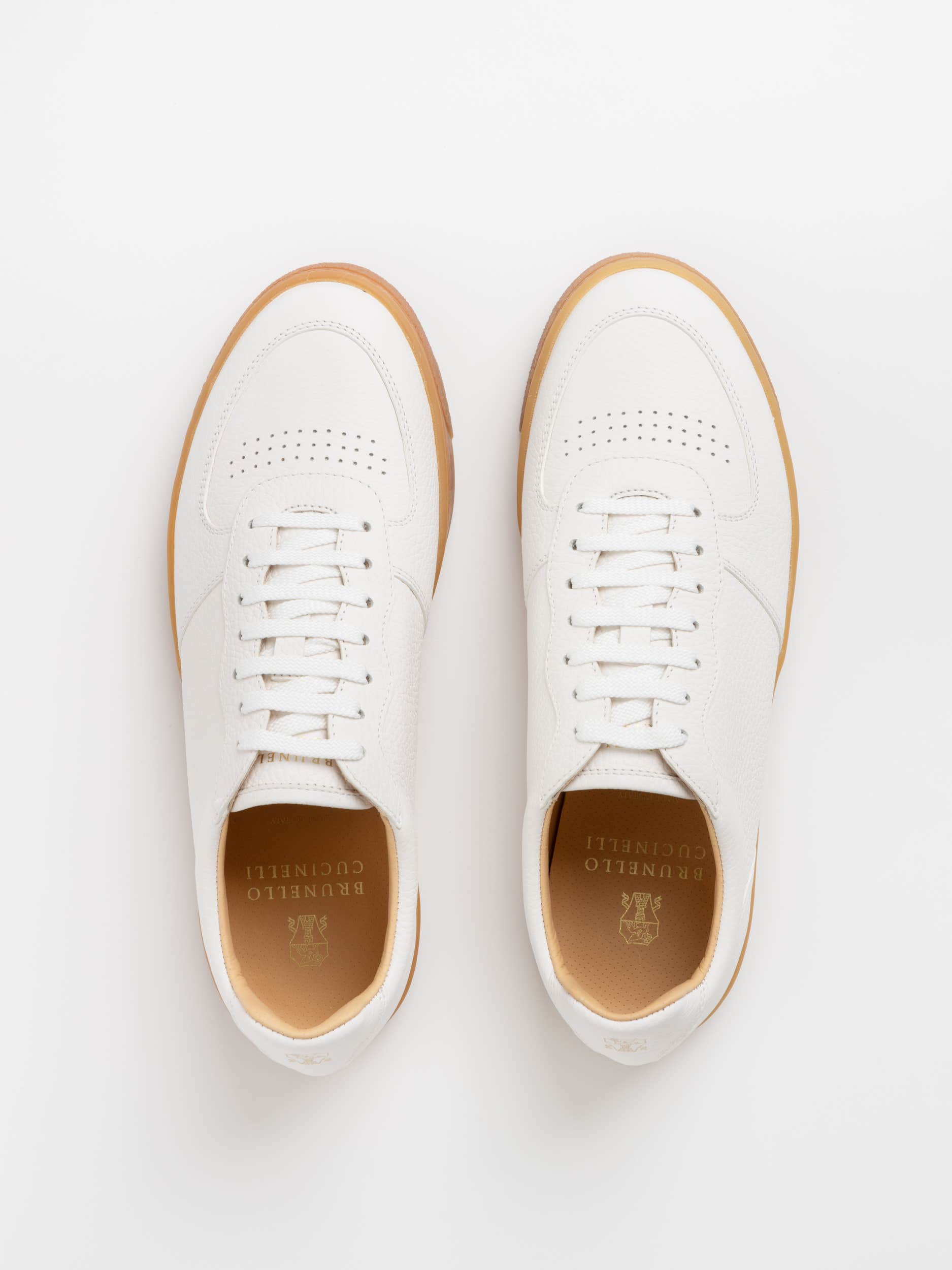 White/Tan Deerskin Sneakers