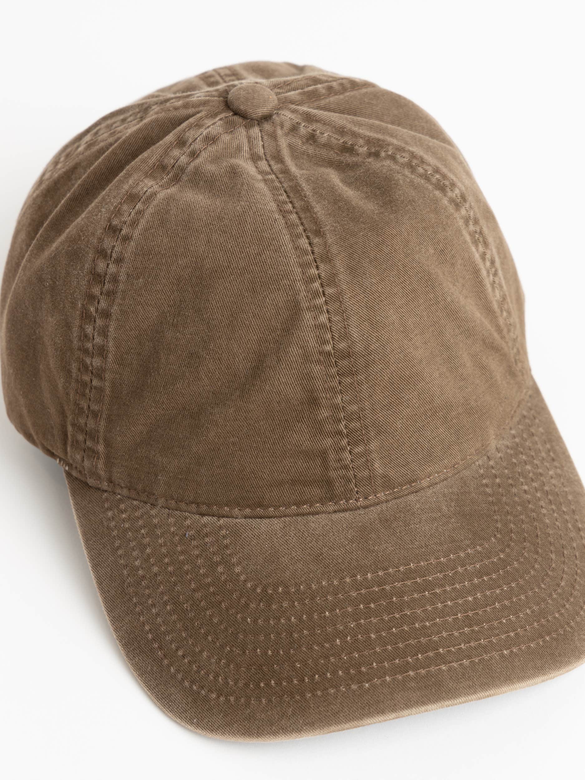 Brown Washed Cotton Ball Cap