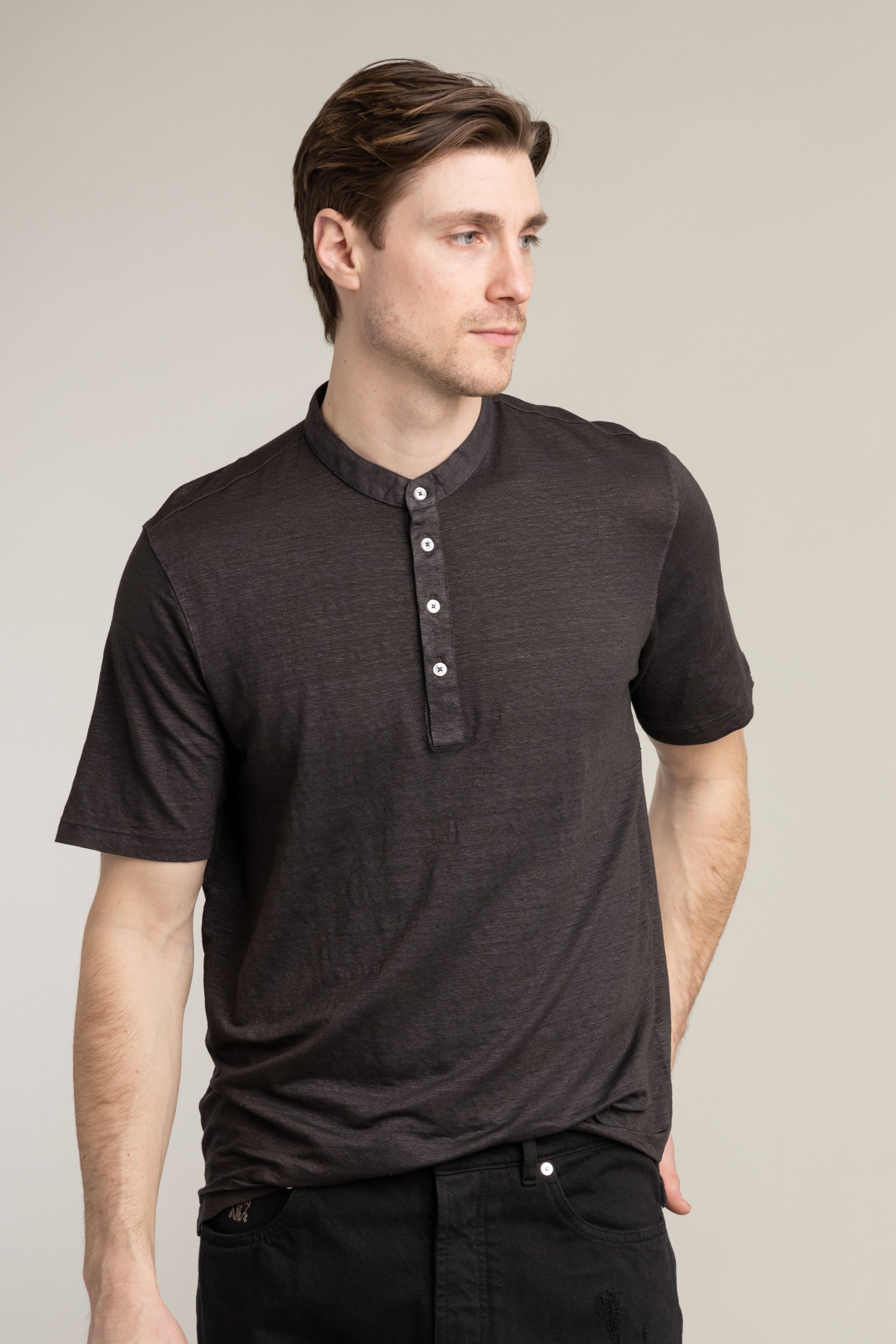 Dark grey henley sales shirt