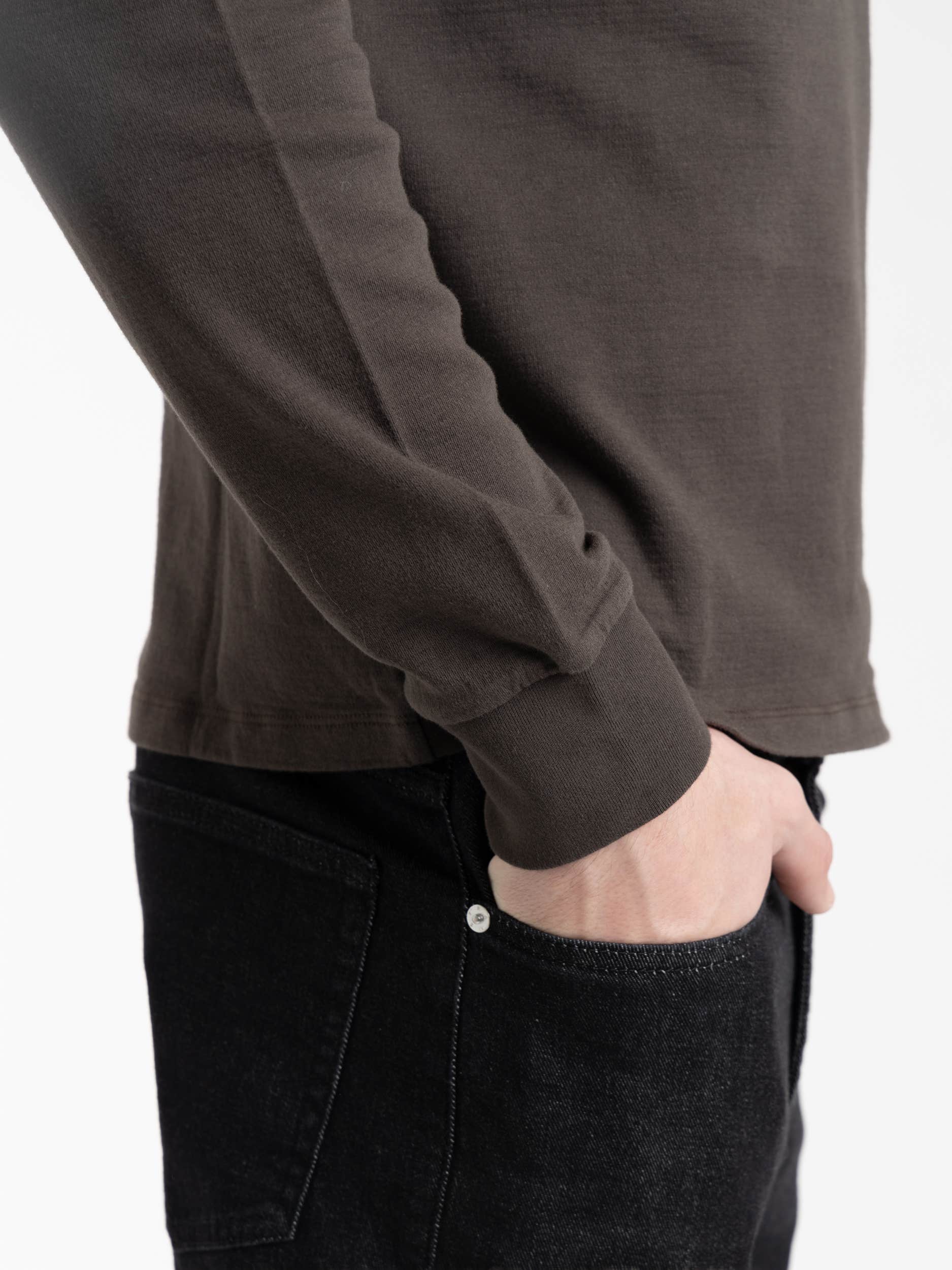 Duo Fold Long Sleeve Crew in Heather Espresso