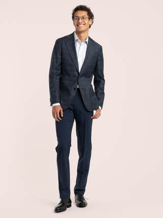 Damascena Navy Wool Dress Pants
