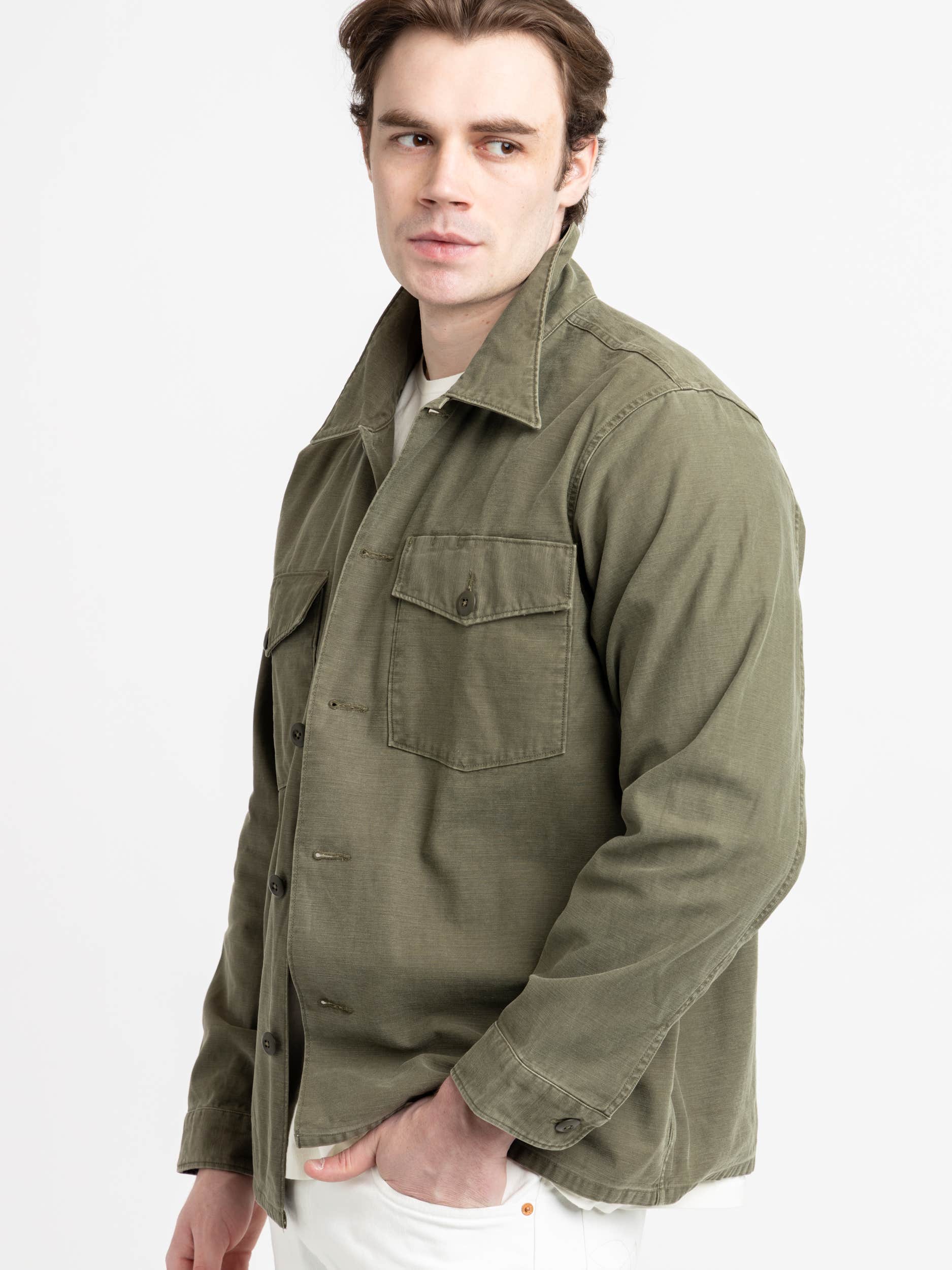 Green Reverse-Sateen Overshirt