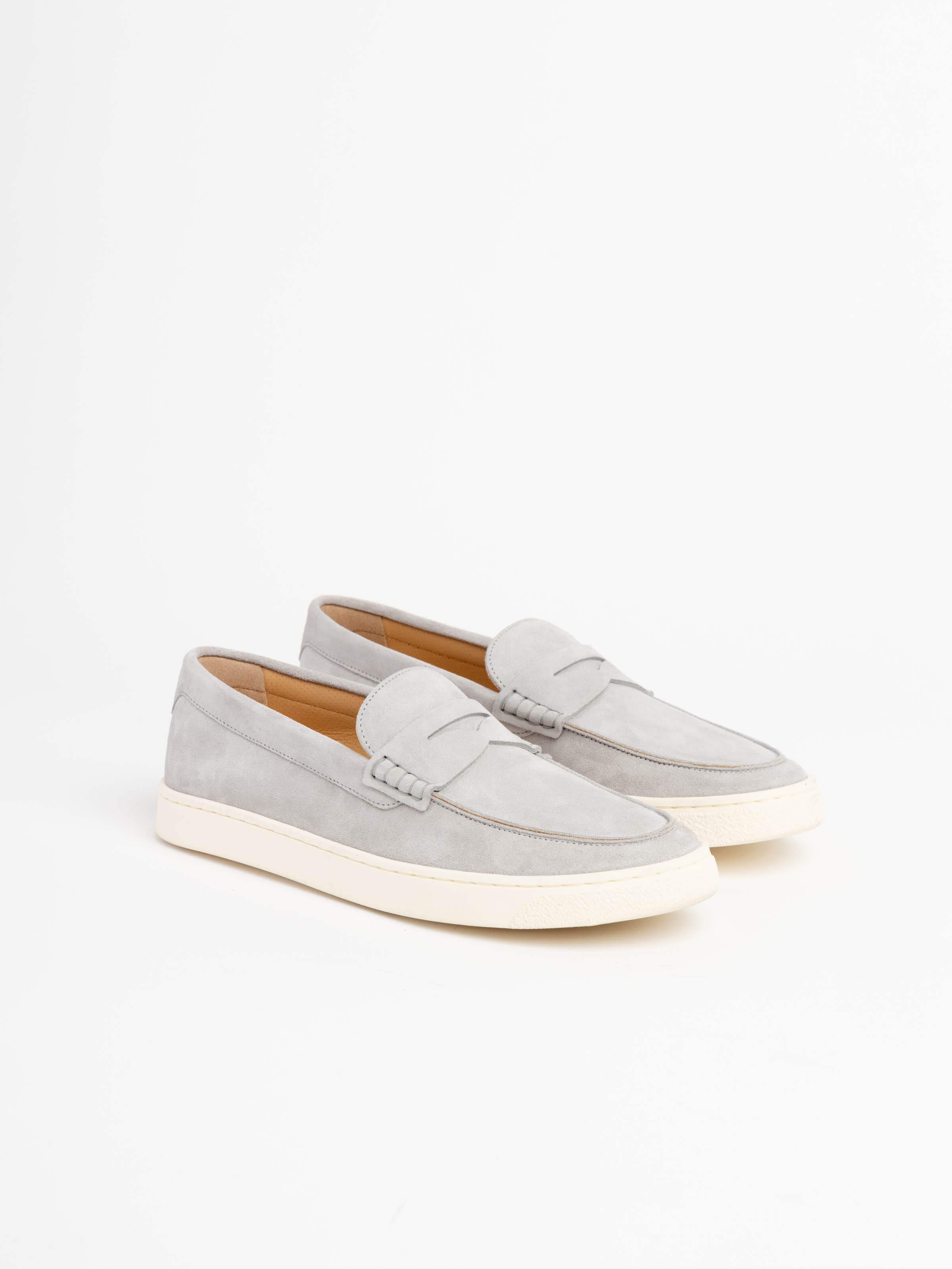 Sand Suede Loafer Sneakers With Natural Rubber Sole