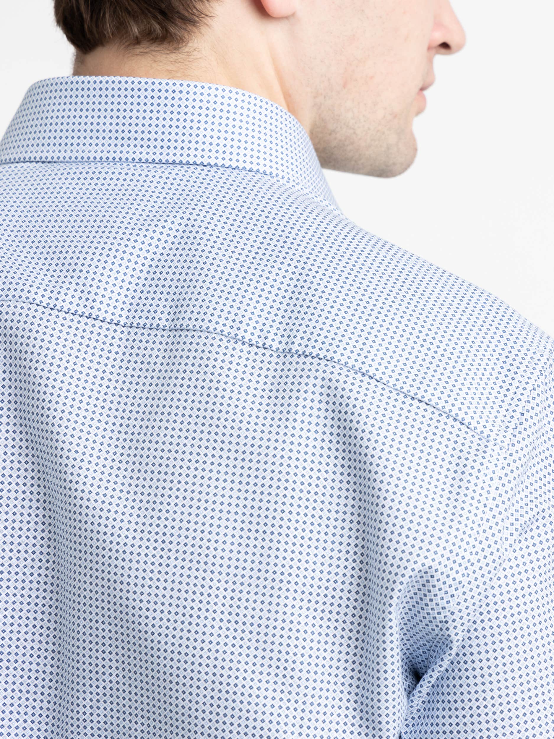 Blue Micro Patterned Twill Shirt