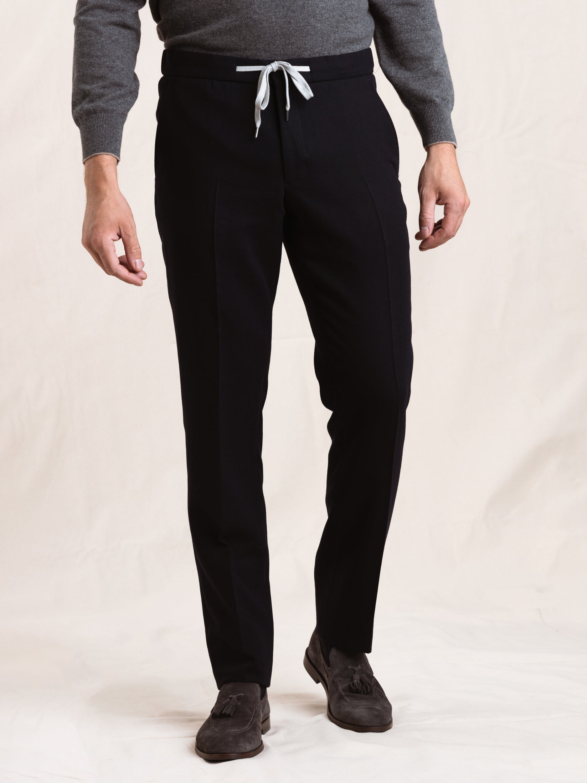 Navy Wool-Blend Drawstring Pant – The Helm Clothing