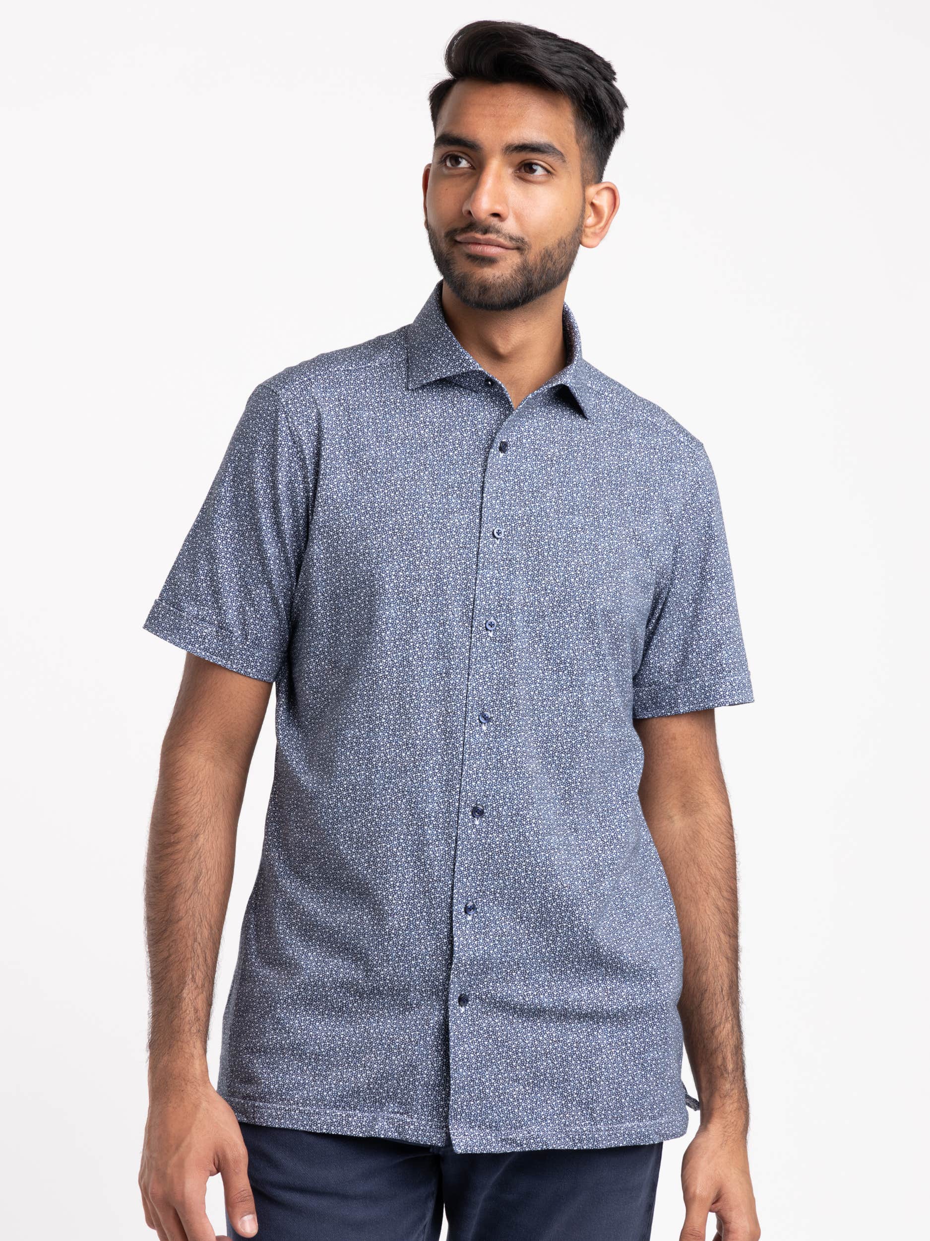 Blue Dotted Short Sleeve Shirt