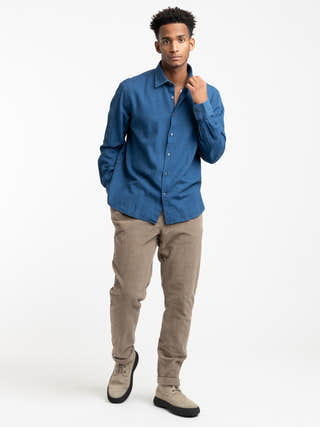 04651 / A trip in a bag Blue Denim Shark Collar Shirt