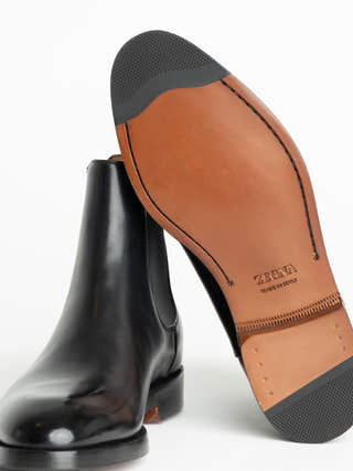 ZEGNA Black Torino Leather Chelsea Boots