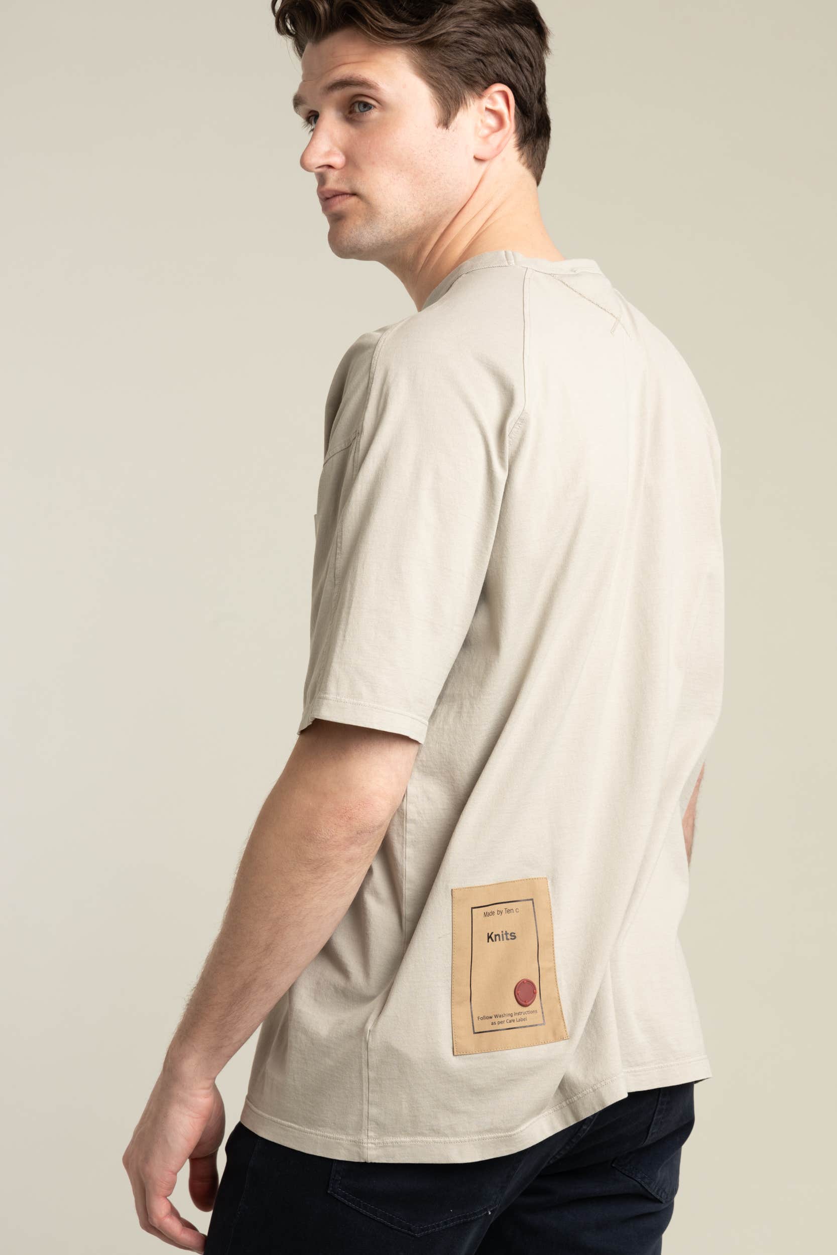 Grey T-Shirt with Knits Patch