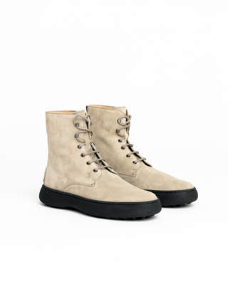 TOD'S Beige W.G. Lace-Up Suede Boots