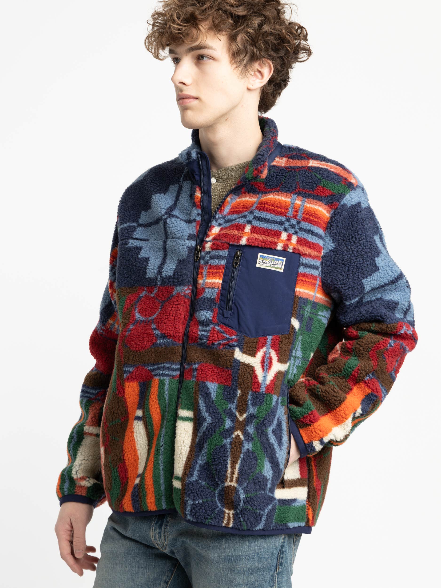 Pinelodge Patchwork-Print Pile Fleece Jacket