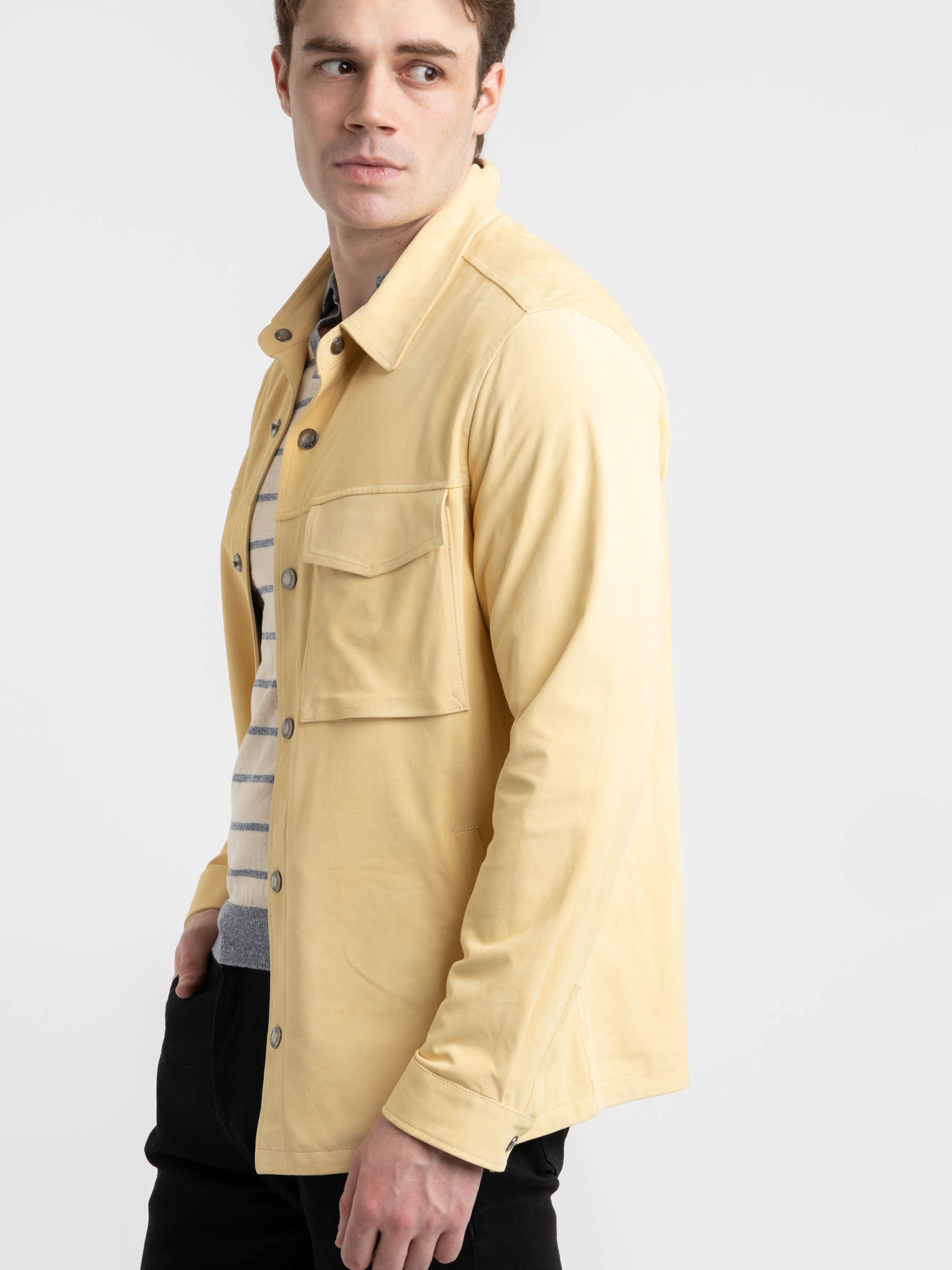 Yellow Strozzi Leather Suede Jacket