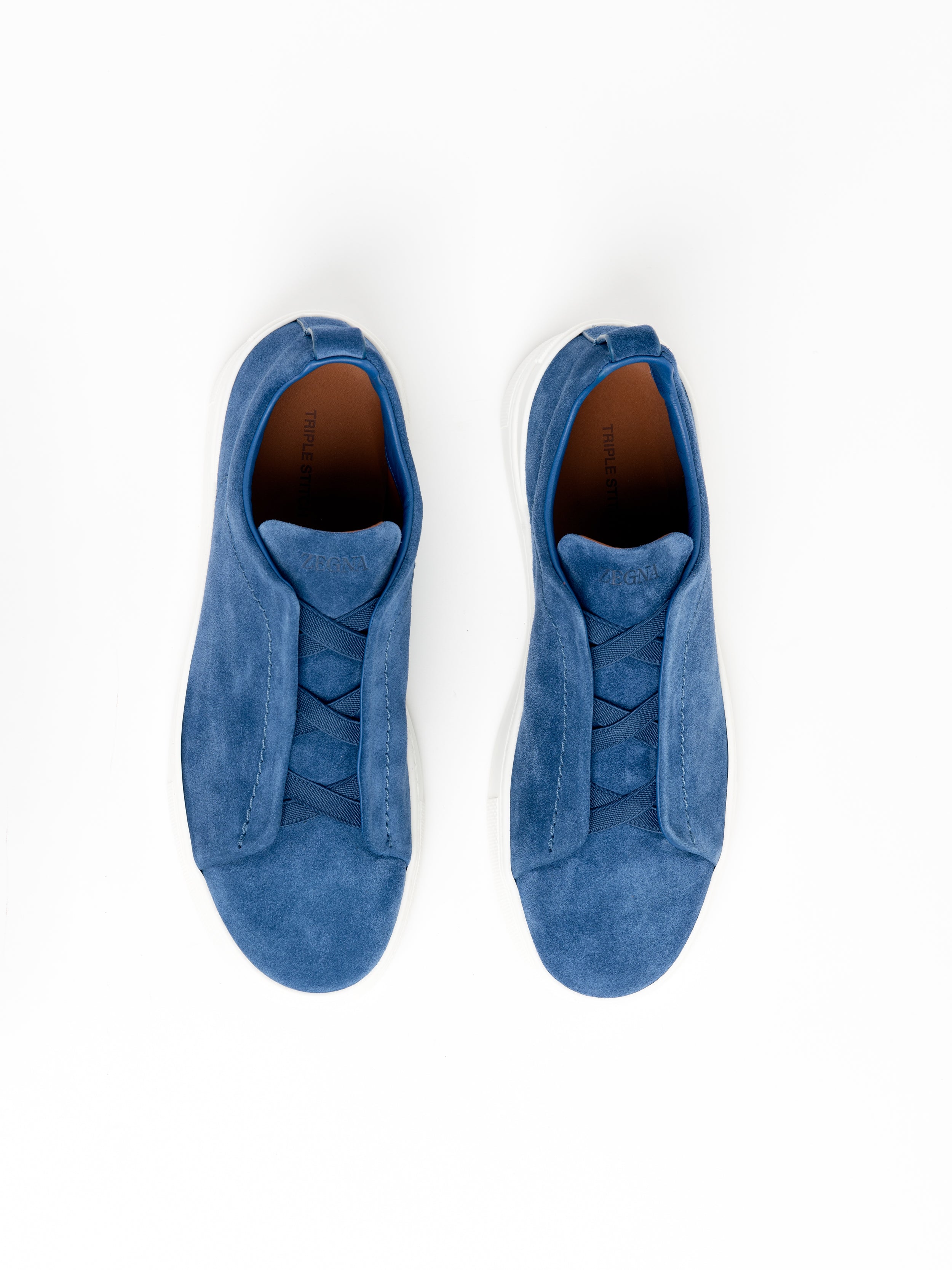 Dark Avio Blue Suede Triple Stitch™ Sneakers – The Helm Clothing