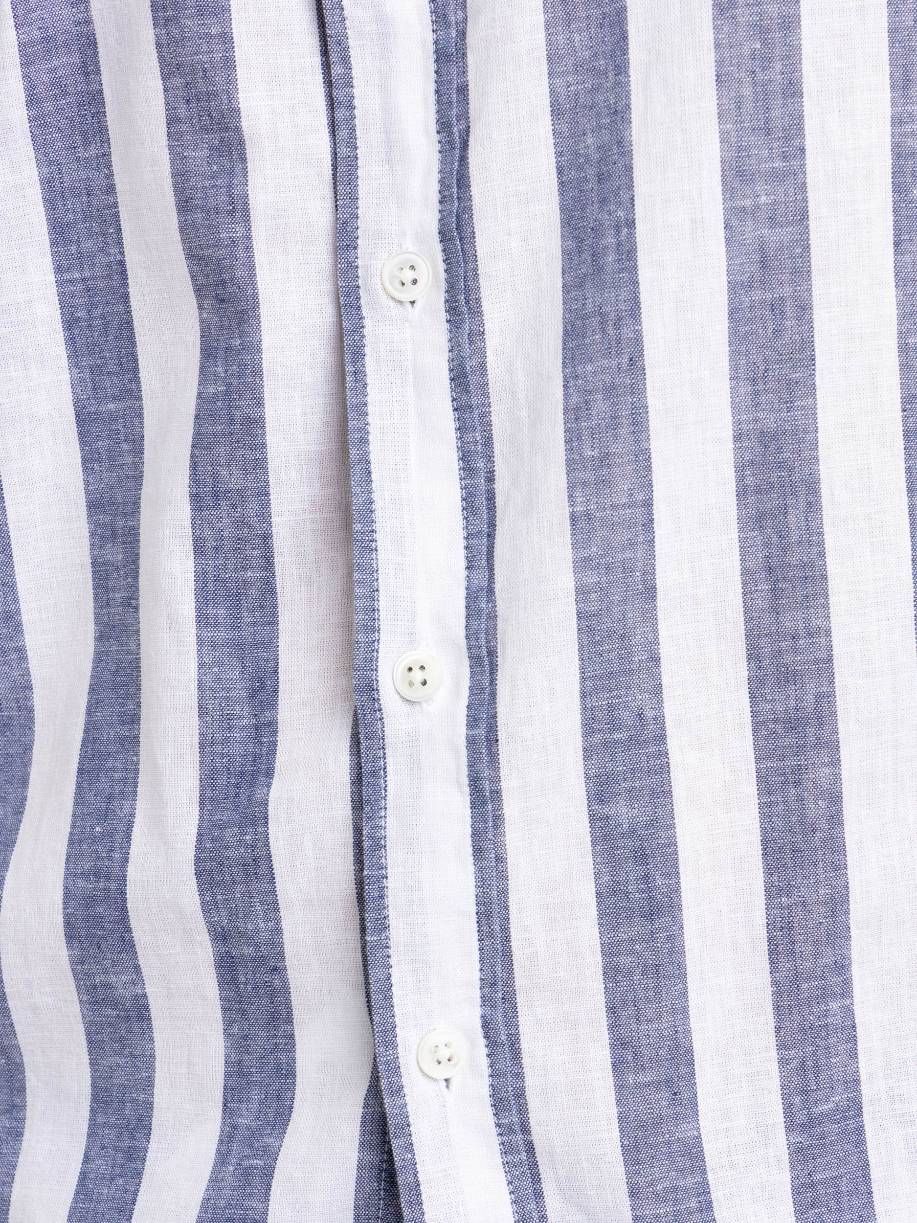 Navy/White Striped Shark Collar Shirt