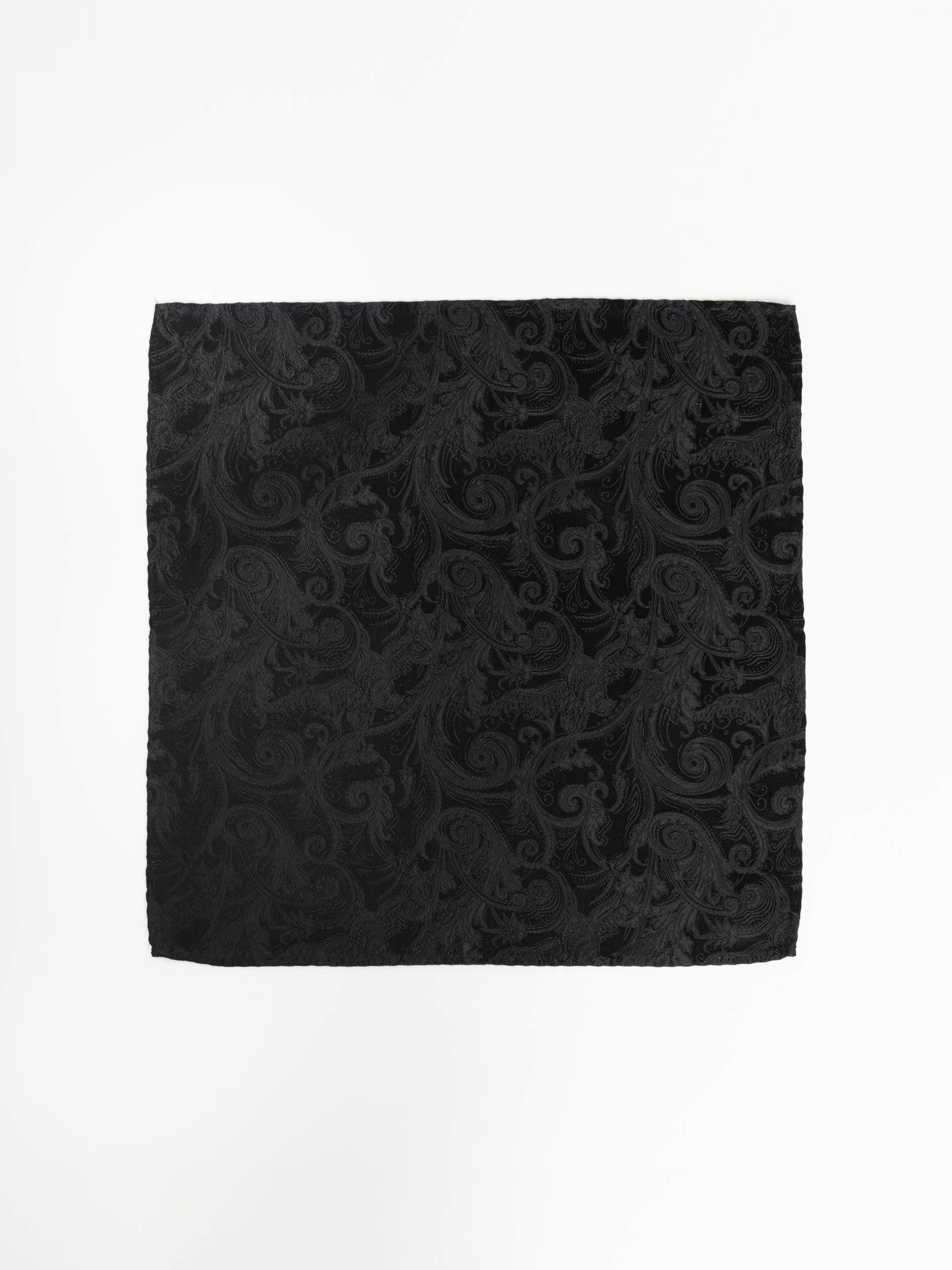 Black Silk Paisley Pocket Square