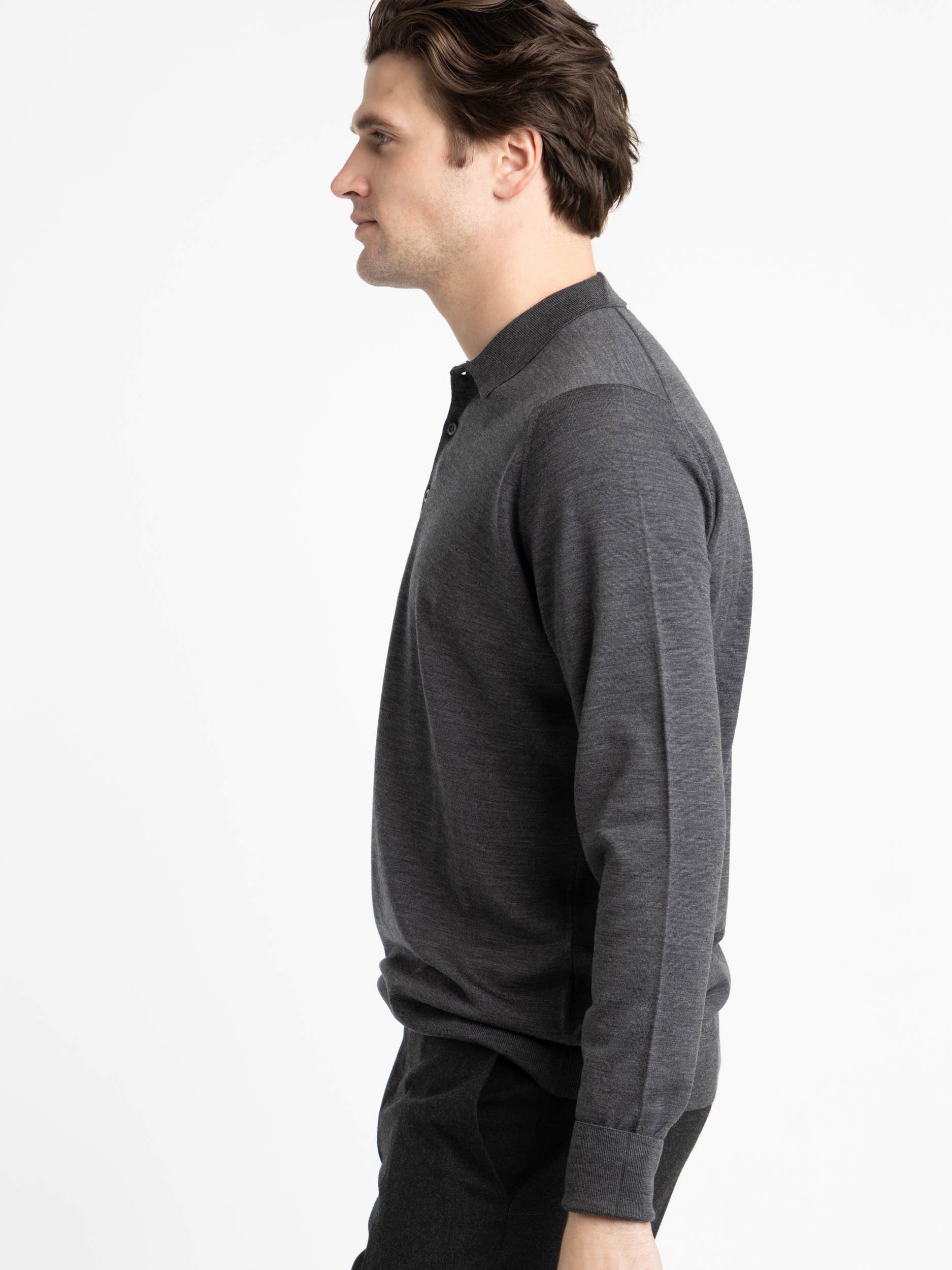 Charcoal Cotswold Extra-Fine Merino Wool Polo Shirt