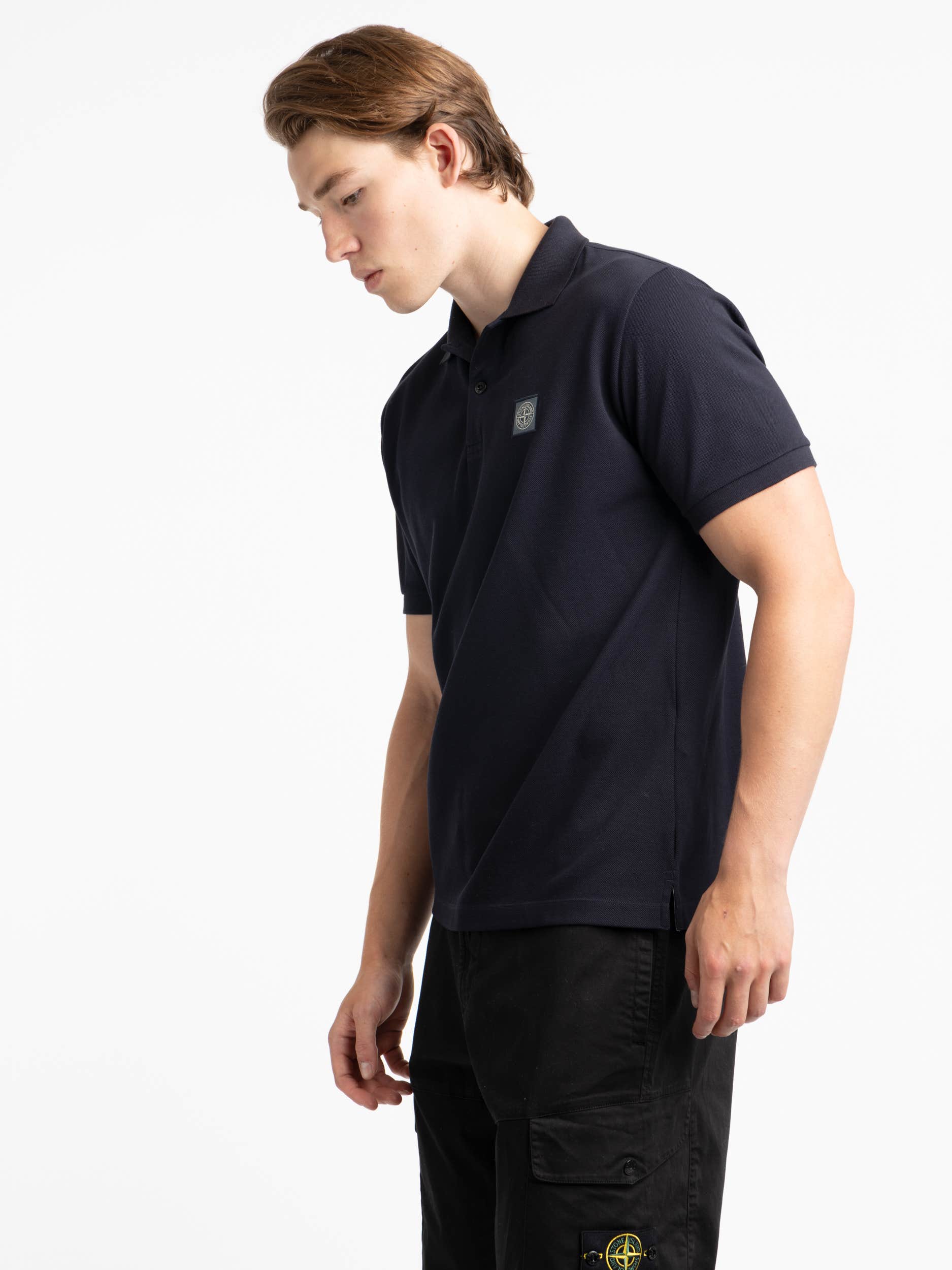 Navy Compass-Badge Polo Shirt