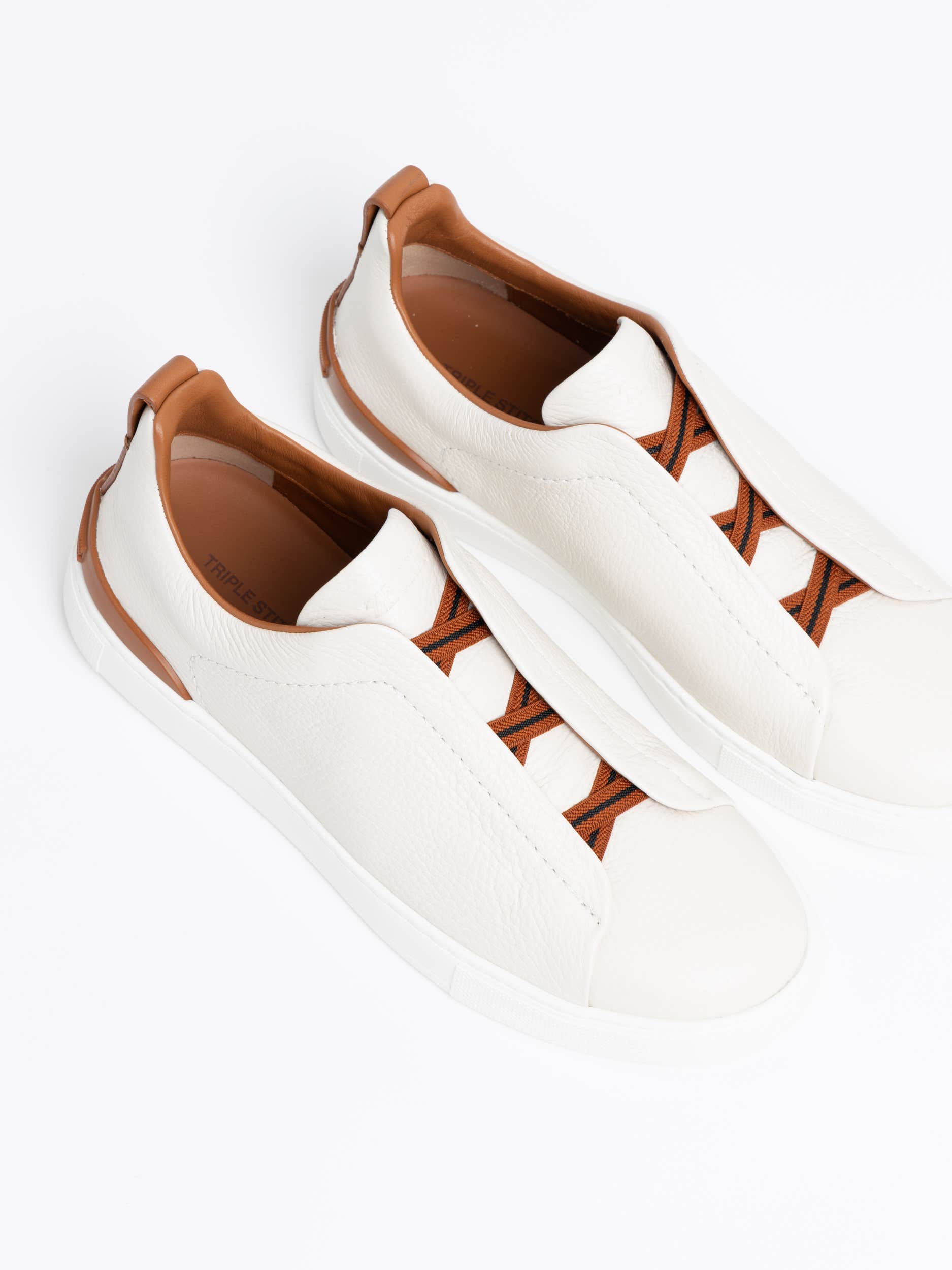 Off White/Brown Deerskin Triple Stitch™ Sneakers