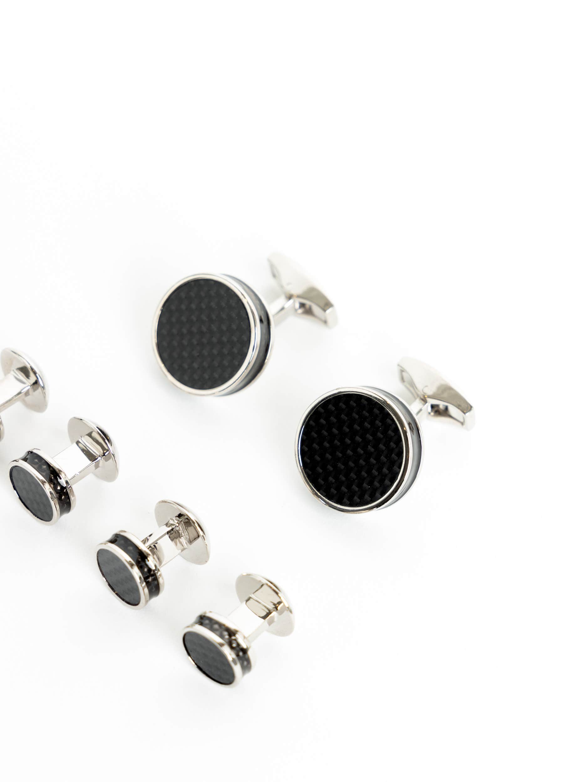 Black Palladium-Plated Disc Stud Set