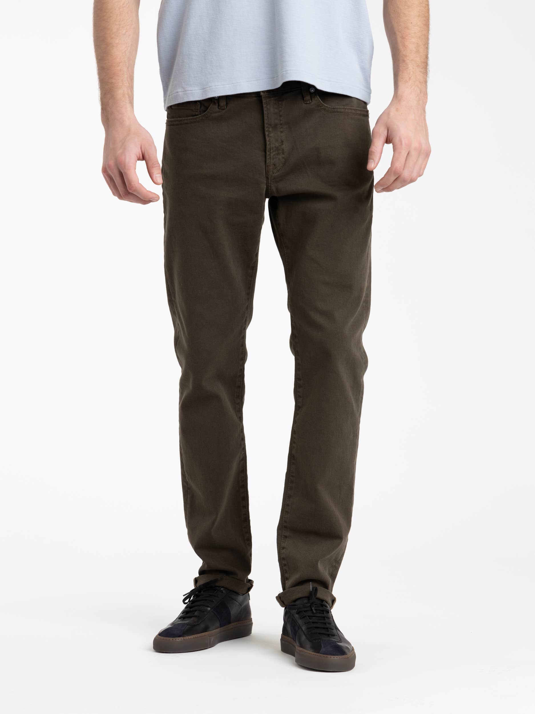 L'Homme Slim Twill Jeans in Garage Moss Green