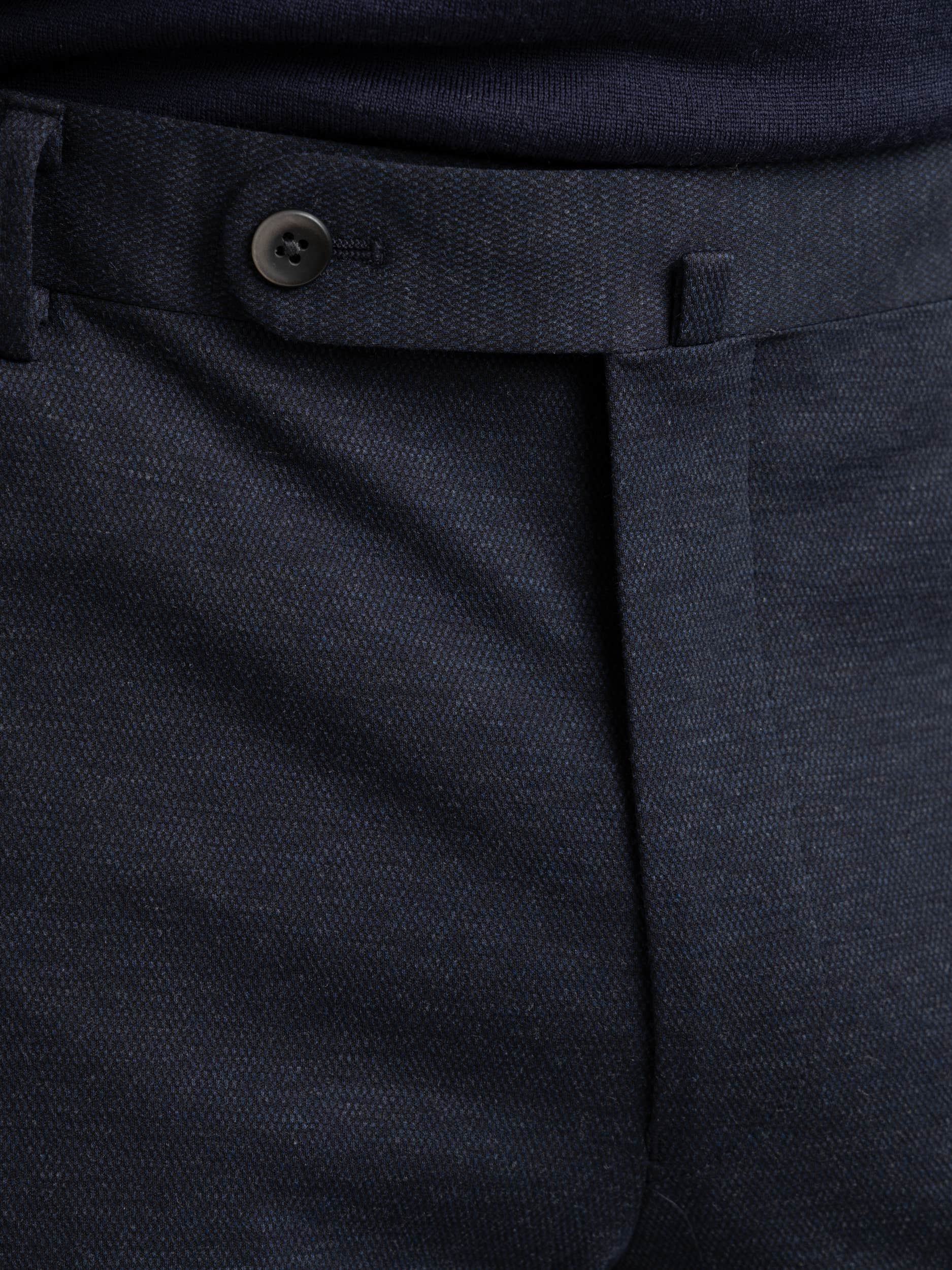 Navy Micro Cotton-Blend Trousers