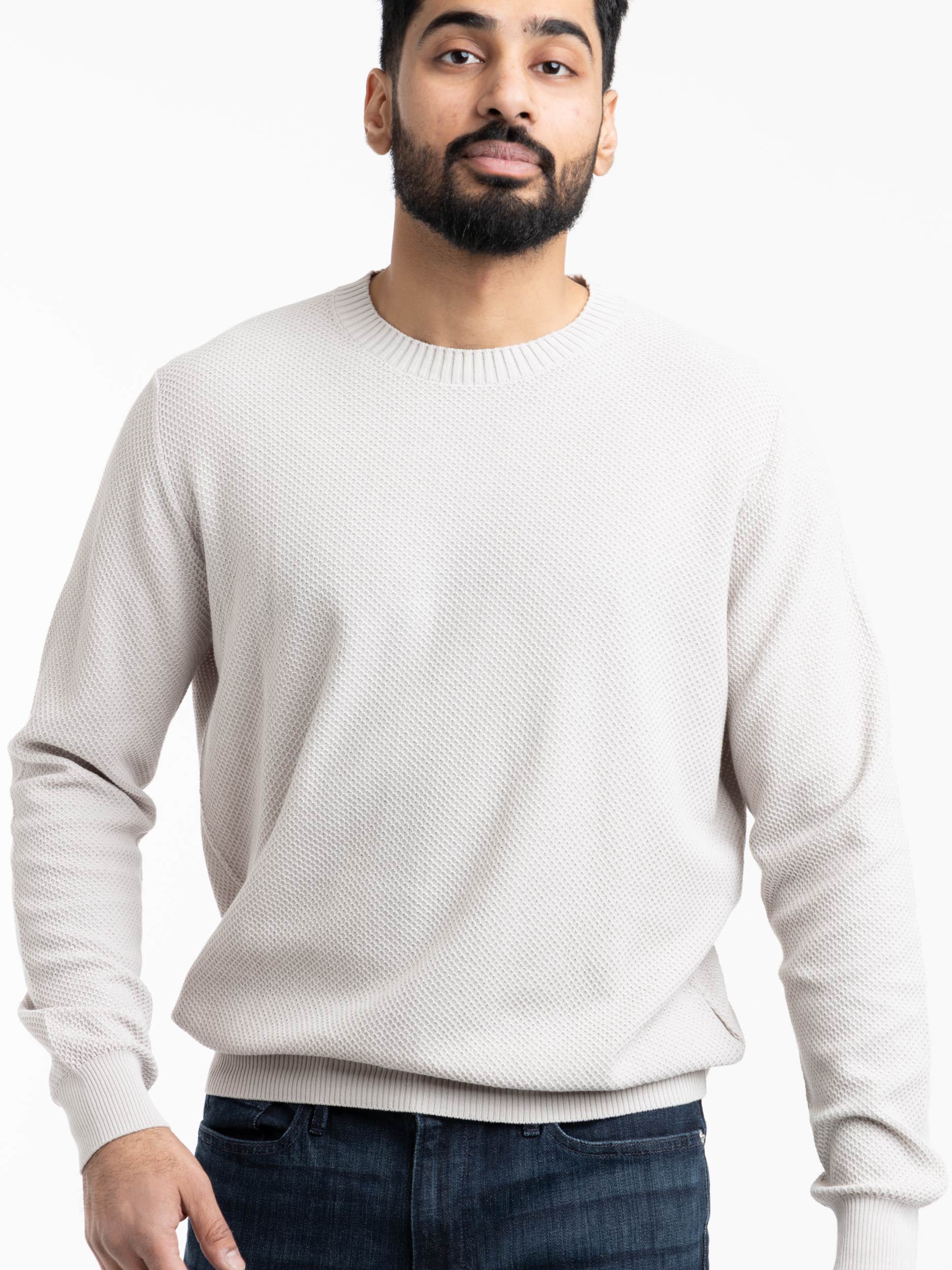 Slate Grey Long-Sleeve Crewneck Sweater