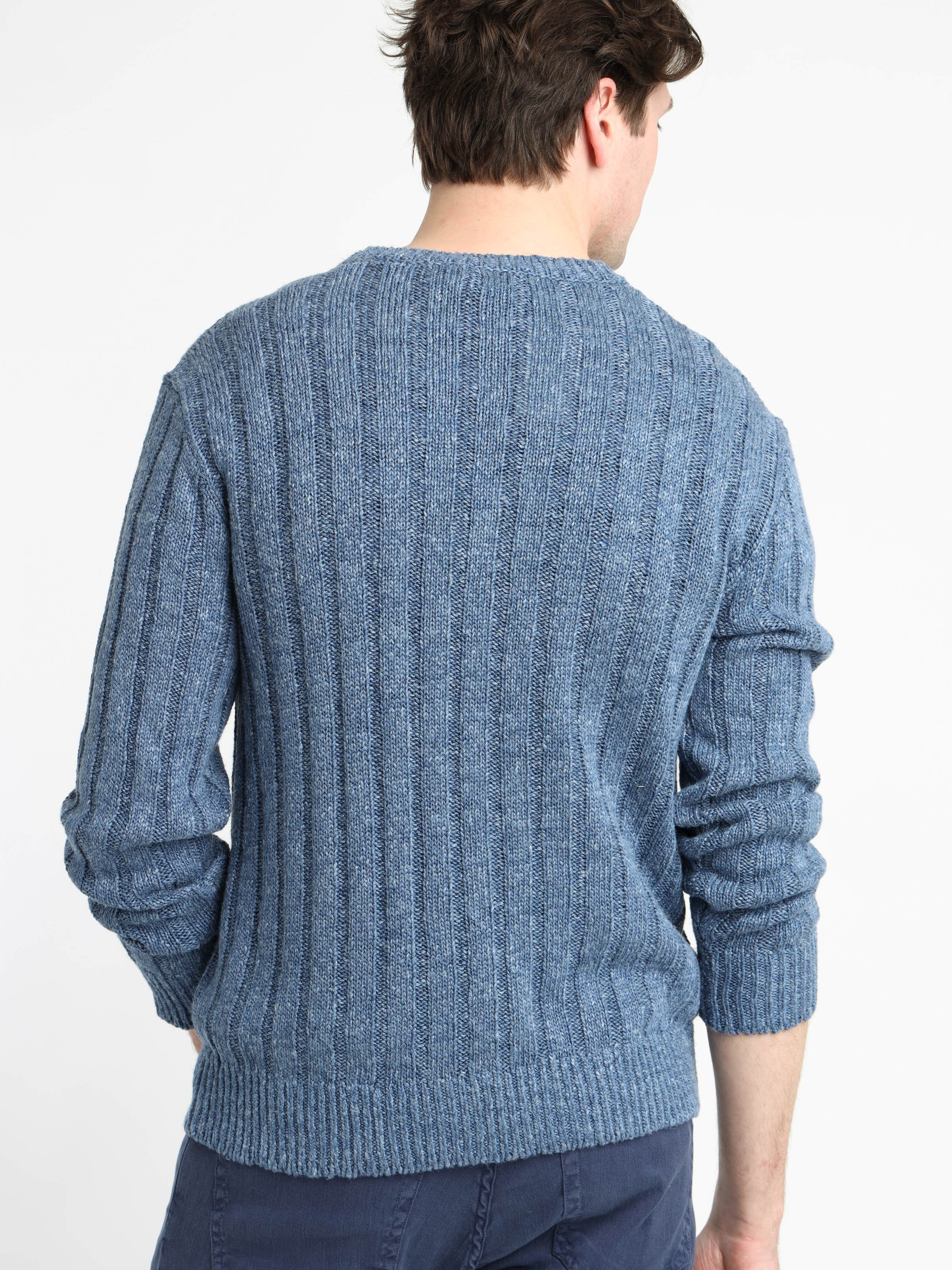 Spring Navy Rib-Knit Silk-Linen Sweater
