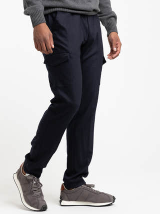04651 / A trip in a bag Navy Flannel Jogger Pants