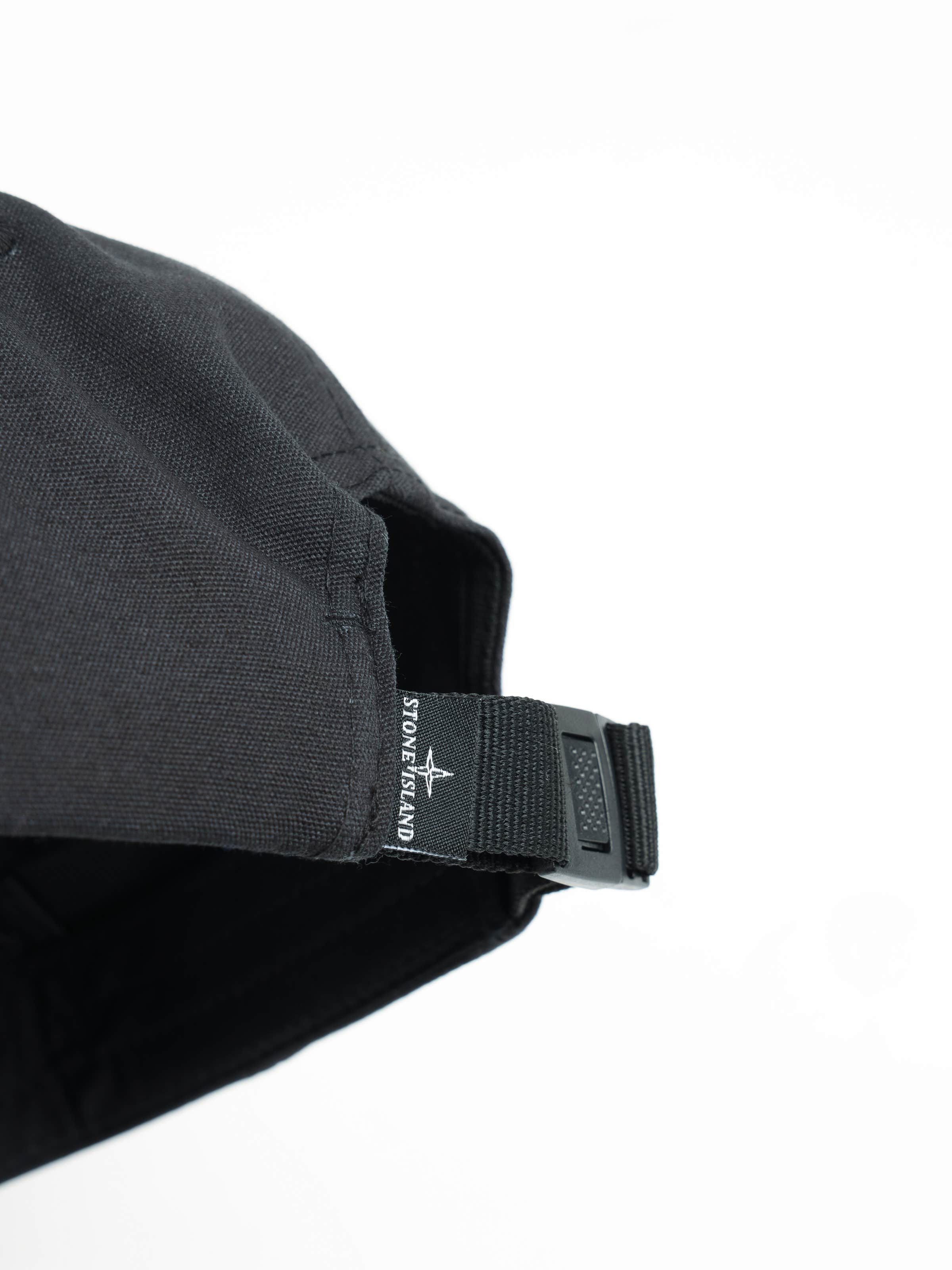 Black 6-Panel Cap in Gabardine