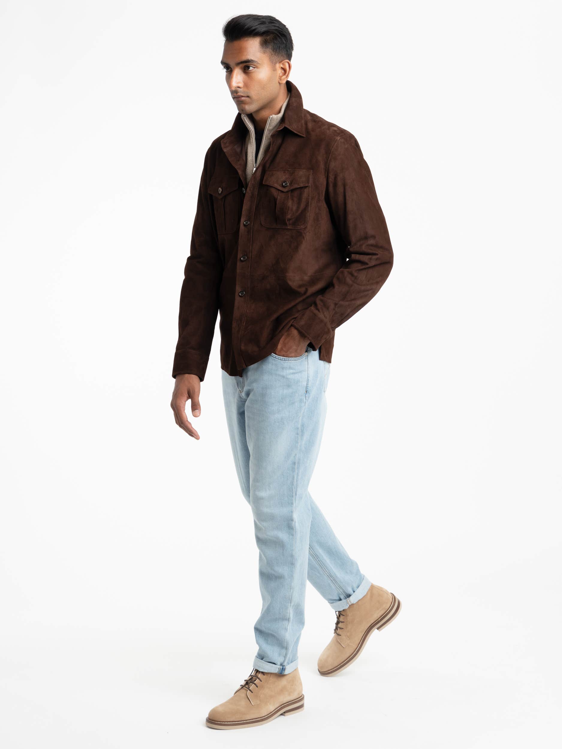 Luggage Brown Suede Overshirt