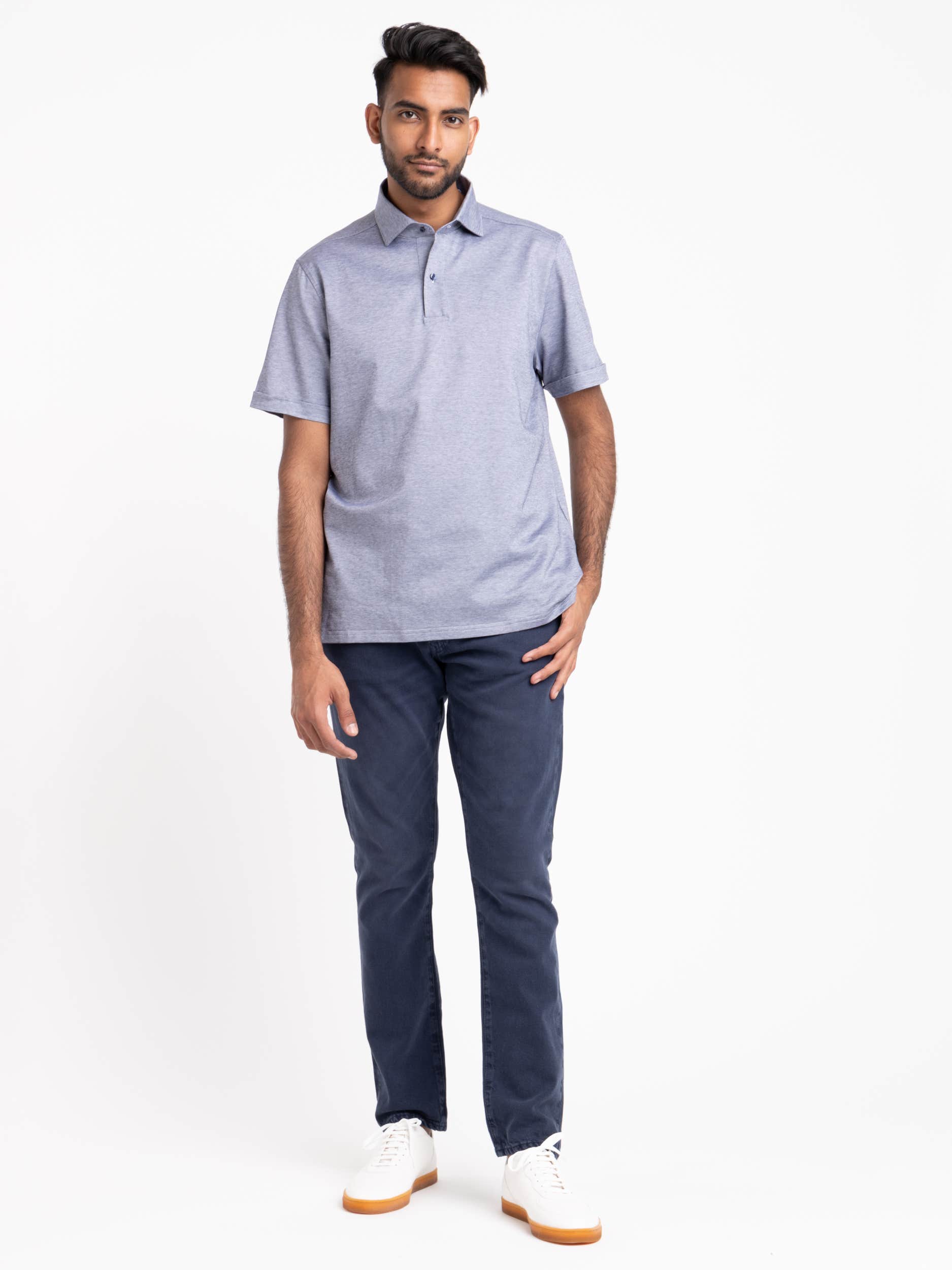 Blue Jersey Short Sleeve Polo Shirt