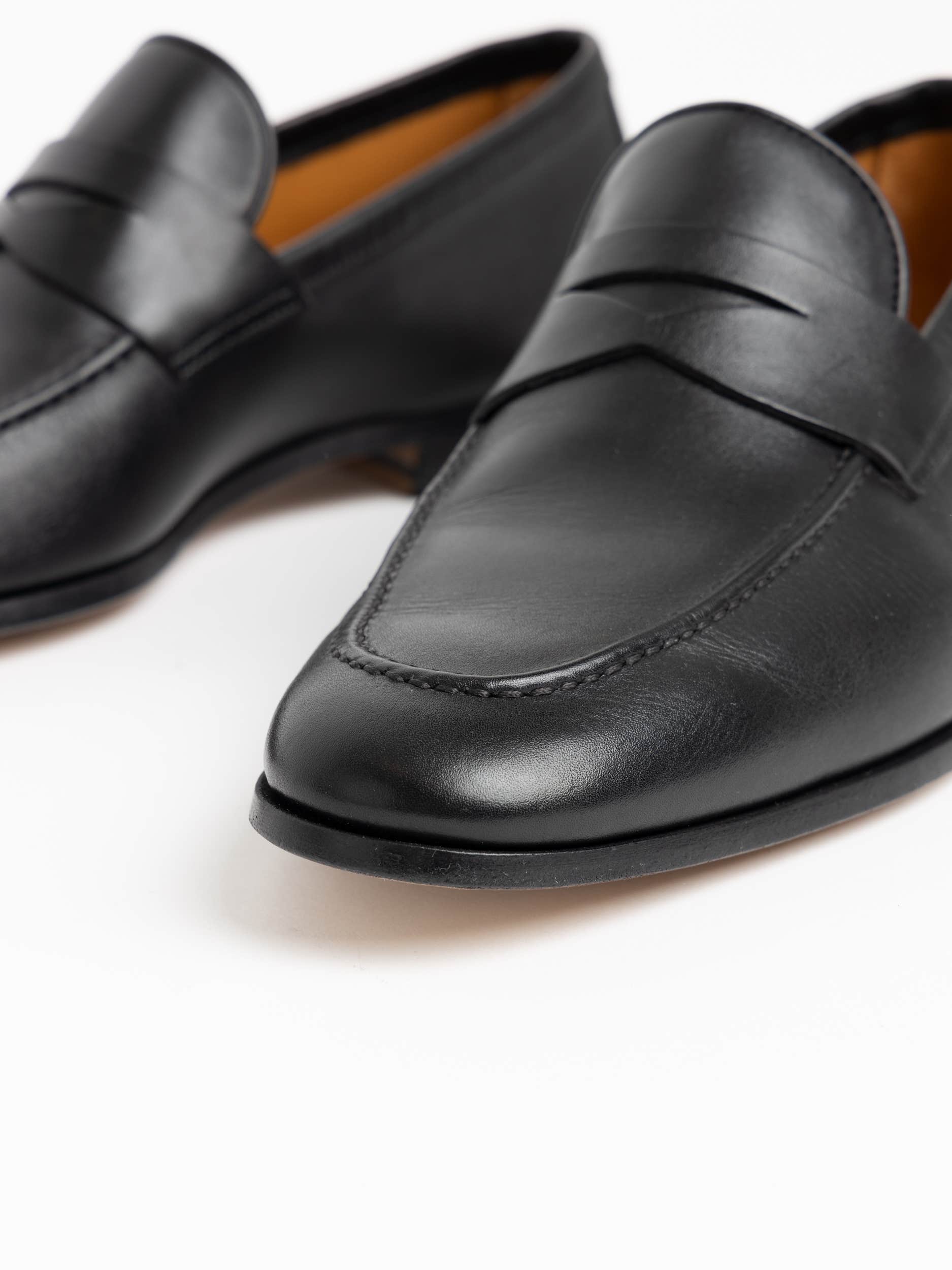 Black Leather Maine Loafers