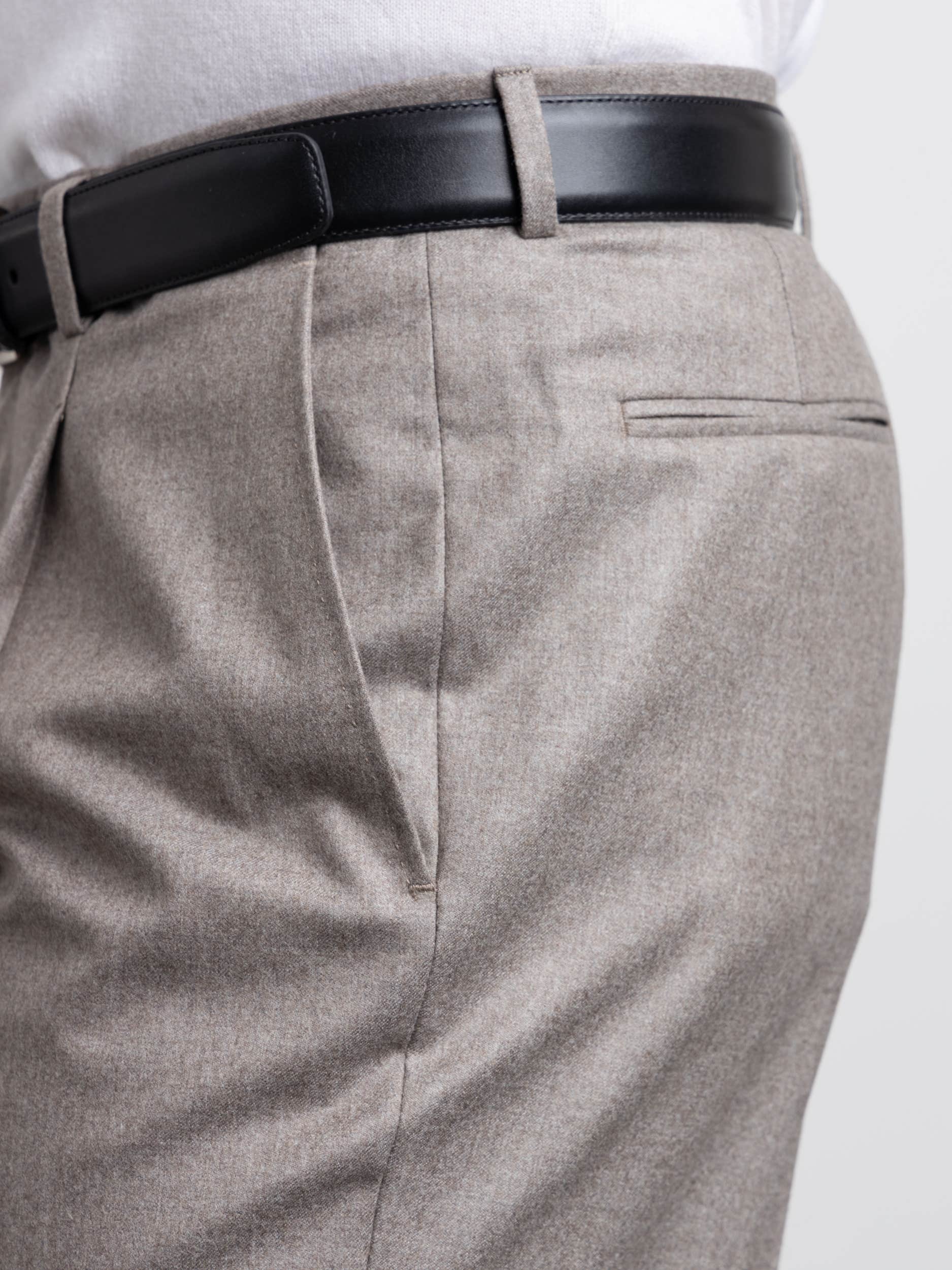 Grey Wool Pleated Dress Pants