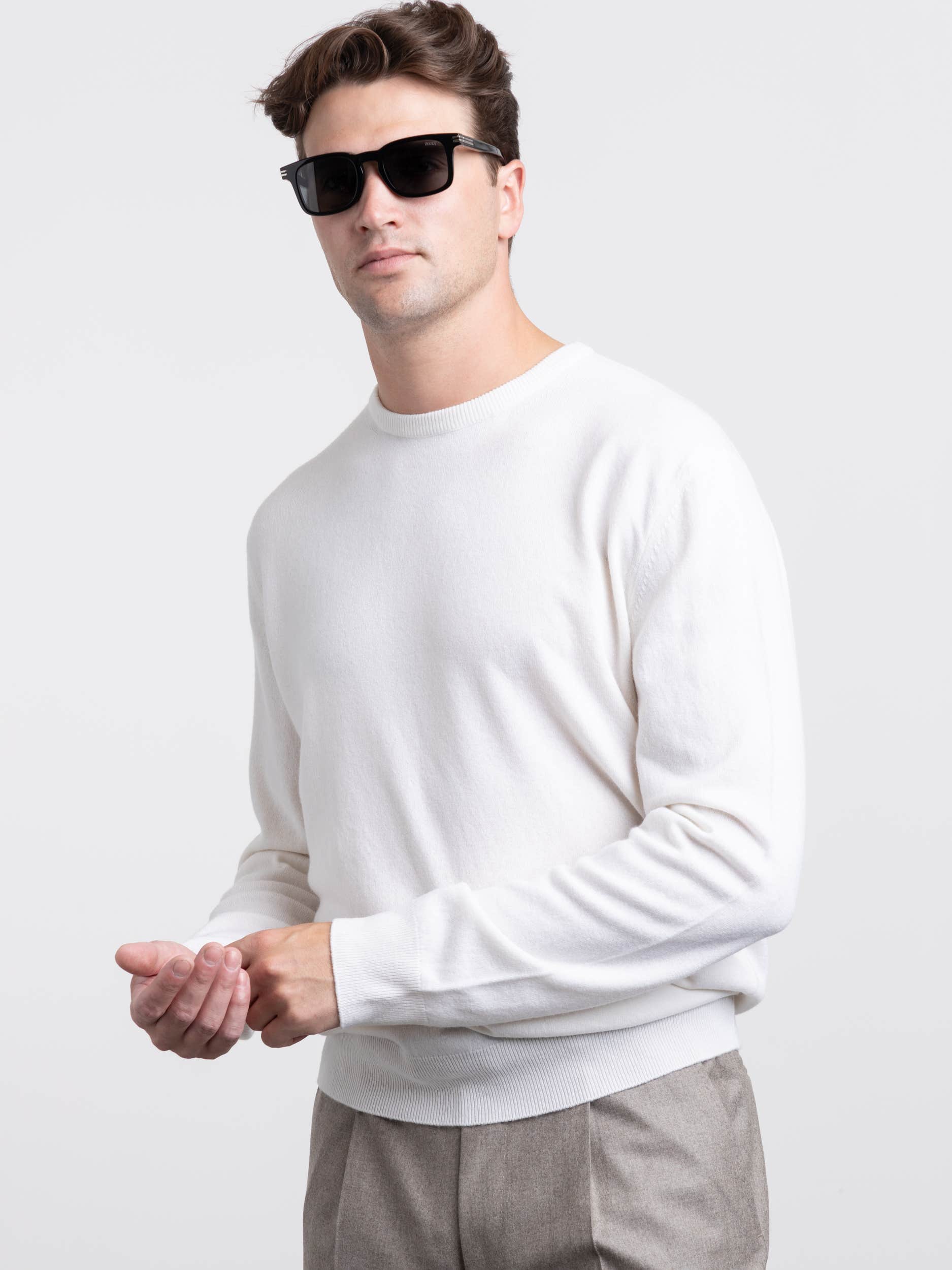 Ecru White Oasi Cashmere Crewneck