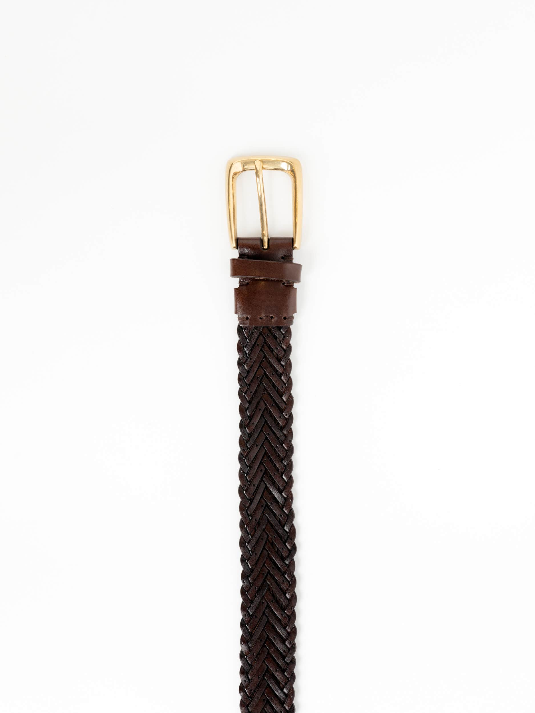 Brown Braided Calfskin Belt