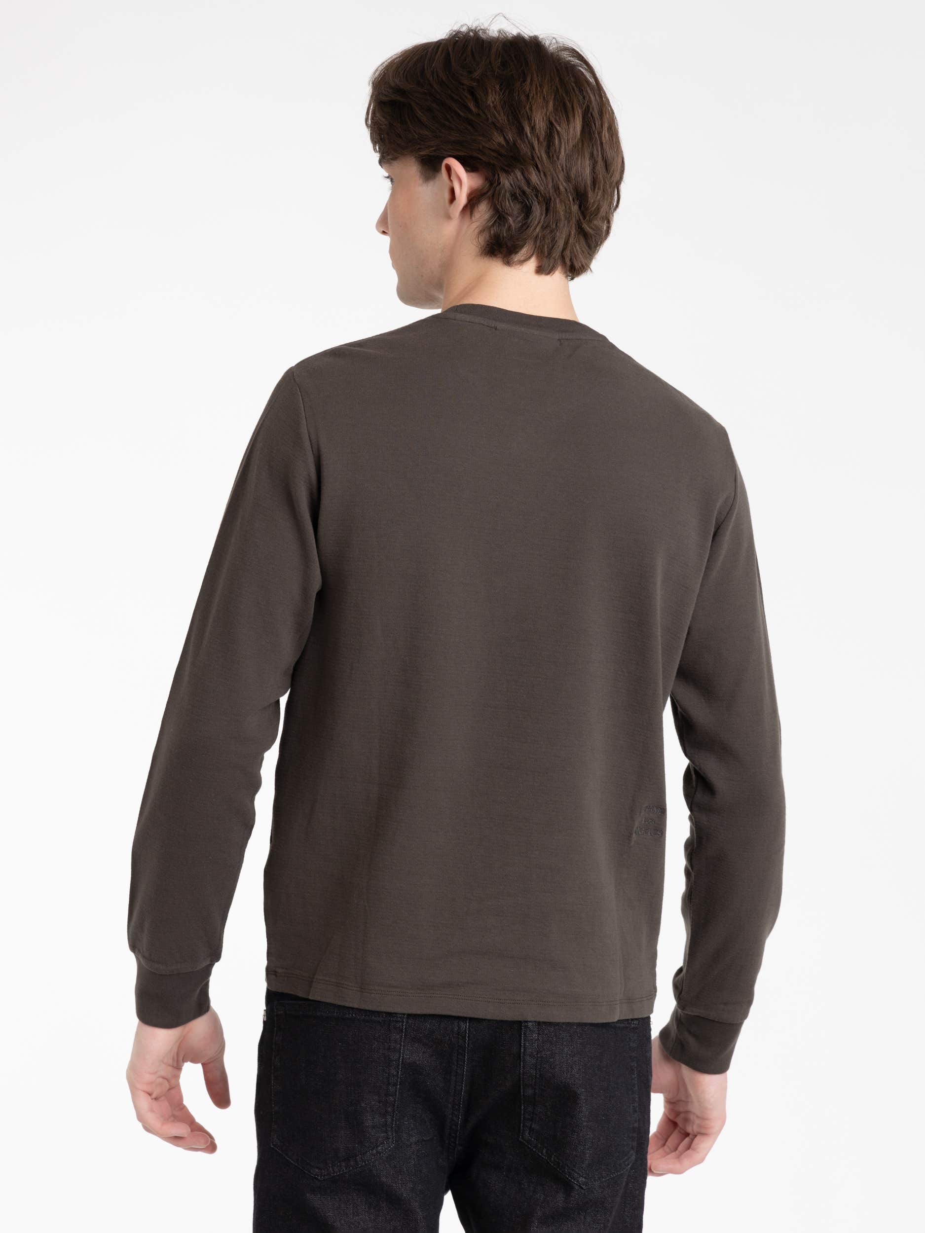 Duo Fold Long Sleeve Crew in Heather Espresso