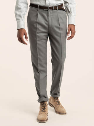Brunello Cucinelli Military Green Gabardine Pleated Trousers