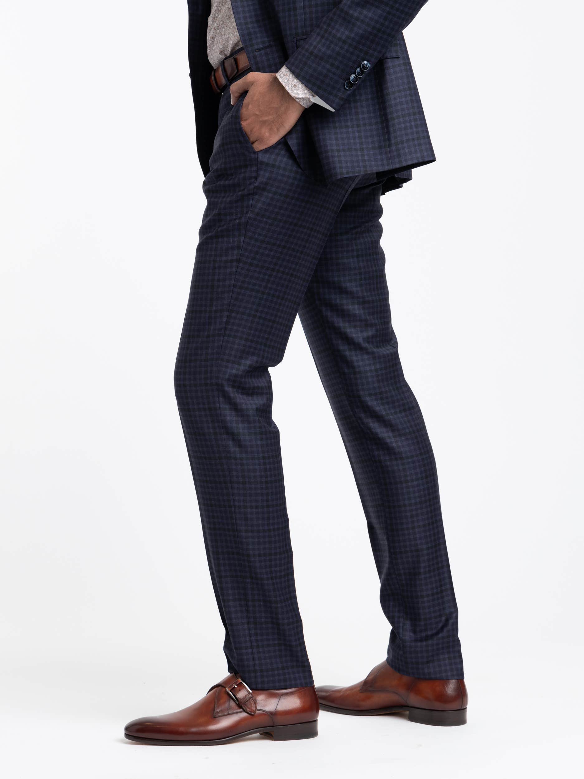 Navy Check Wool Suit