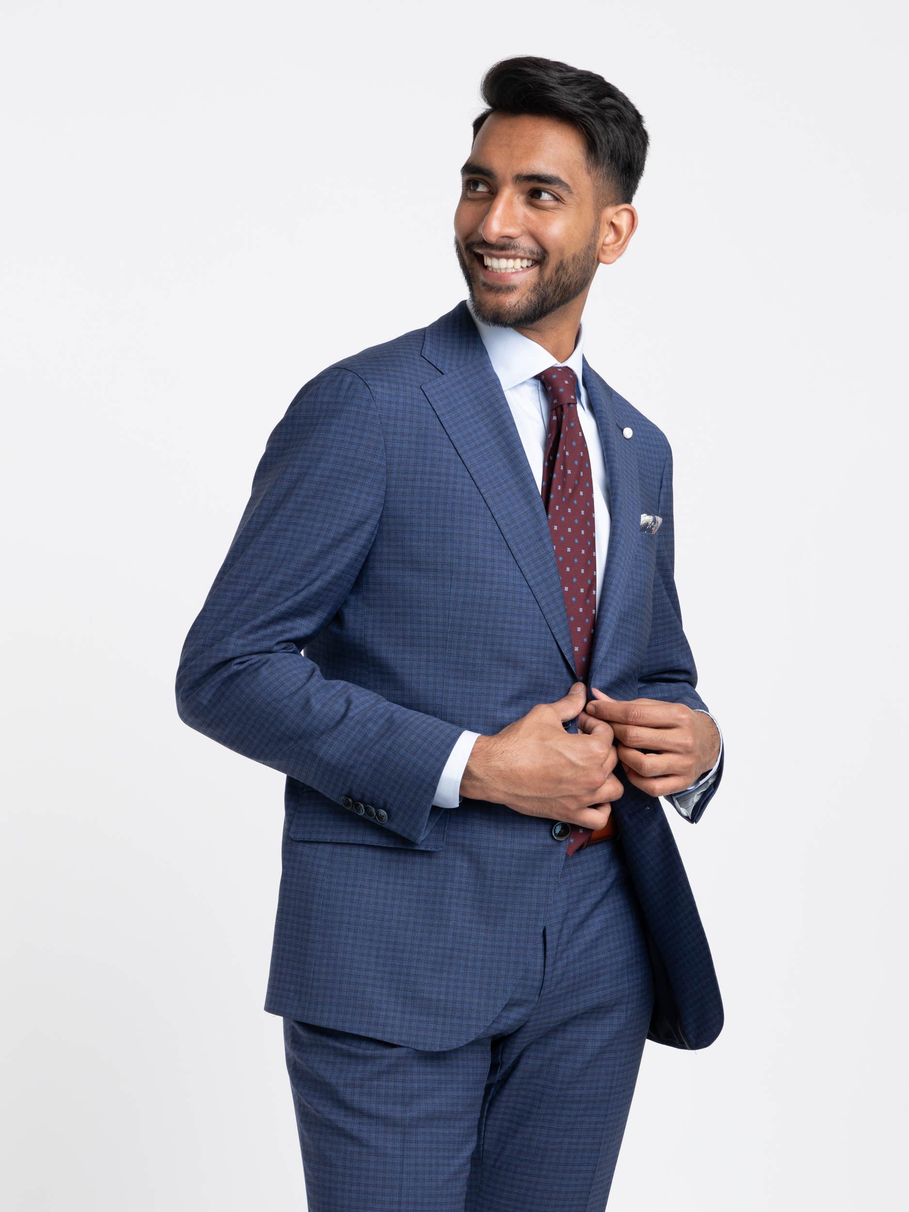 Blue Check Wool Suit