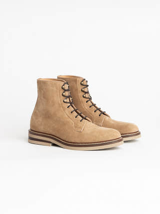 Brunello Cucinelli Medium Brown Suede Lace-Up Boot