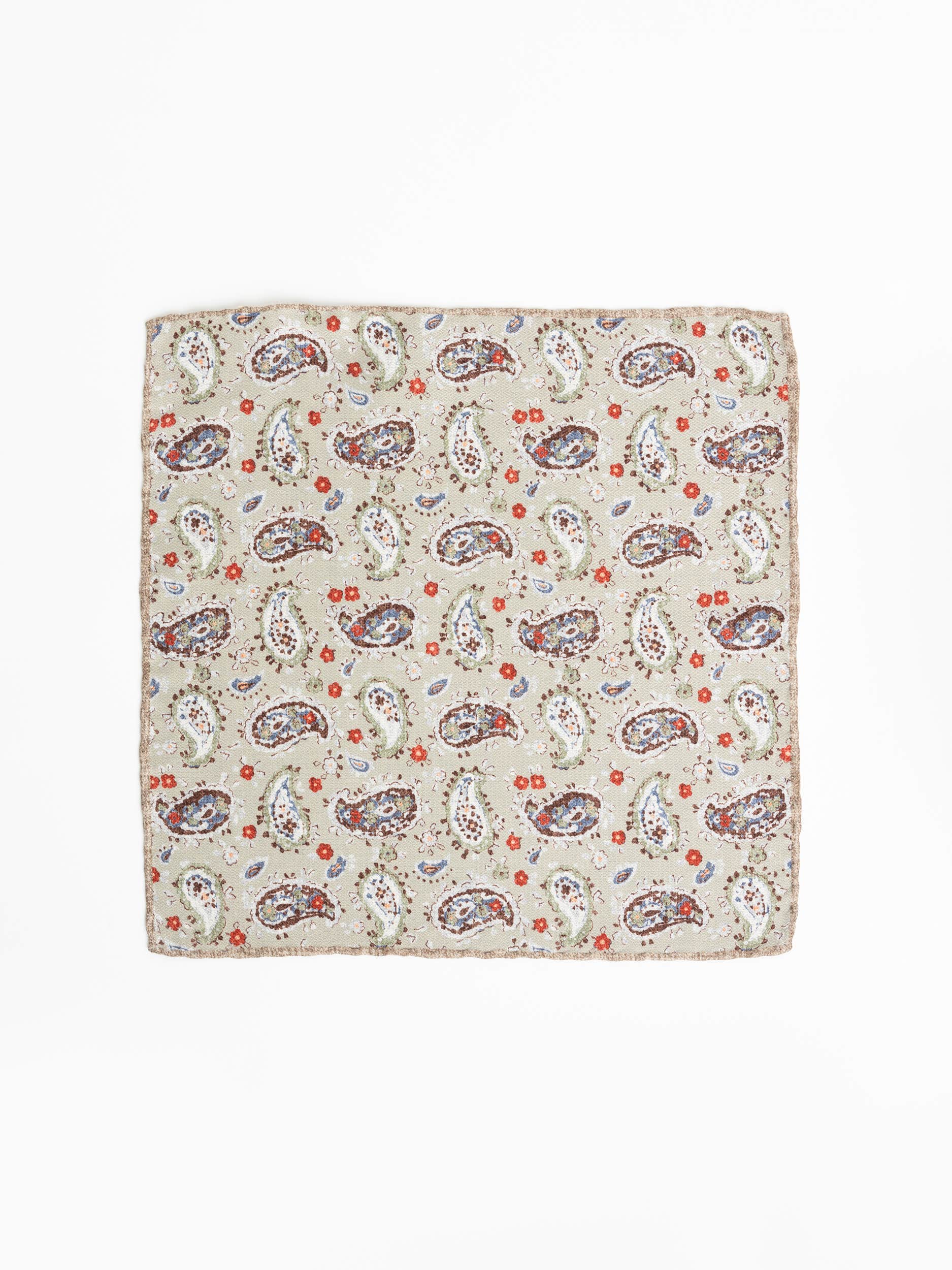 Beige Paisley Pocket Square