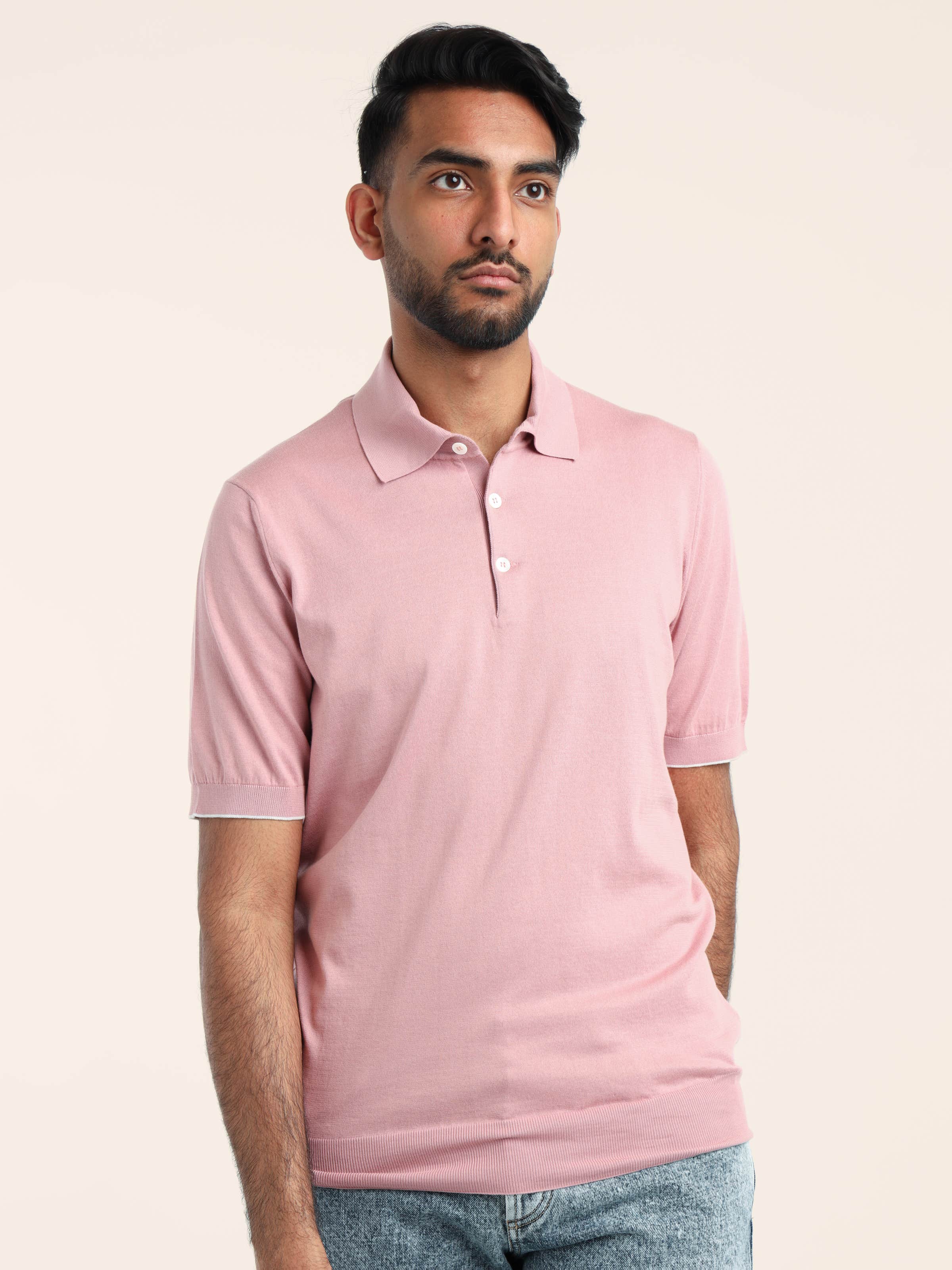 Ruby Pink Cotton Lightweight Knit Polo