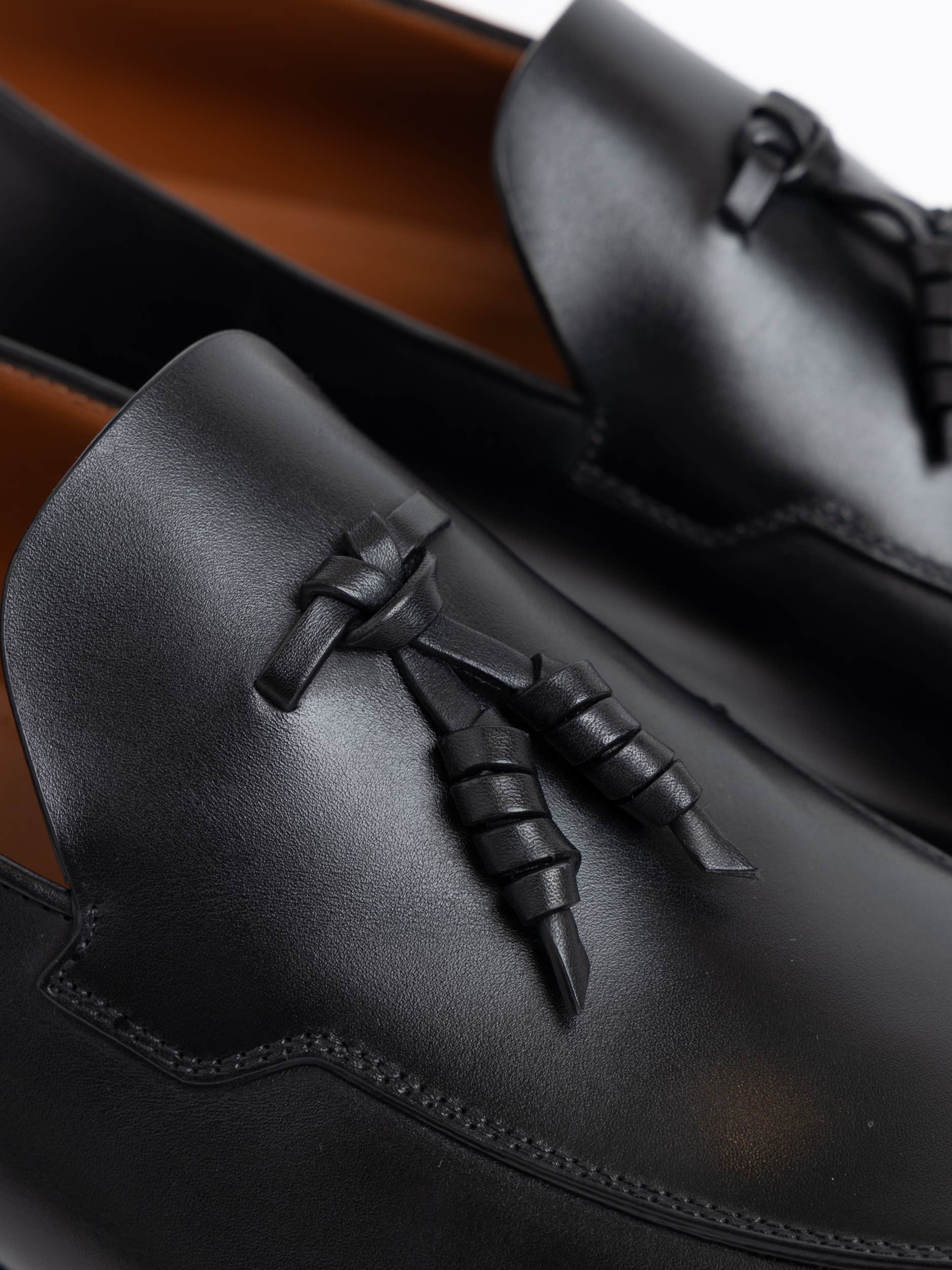 Black Leather Torino Loafers